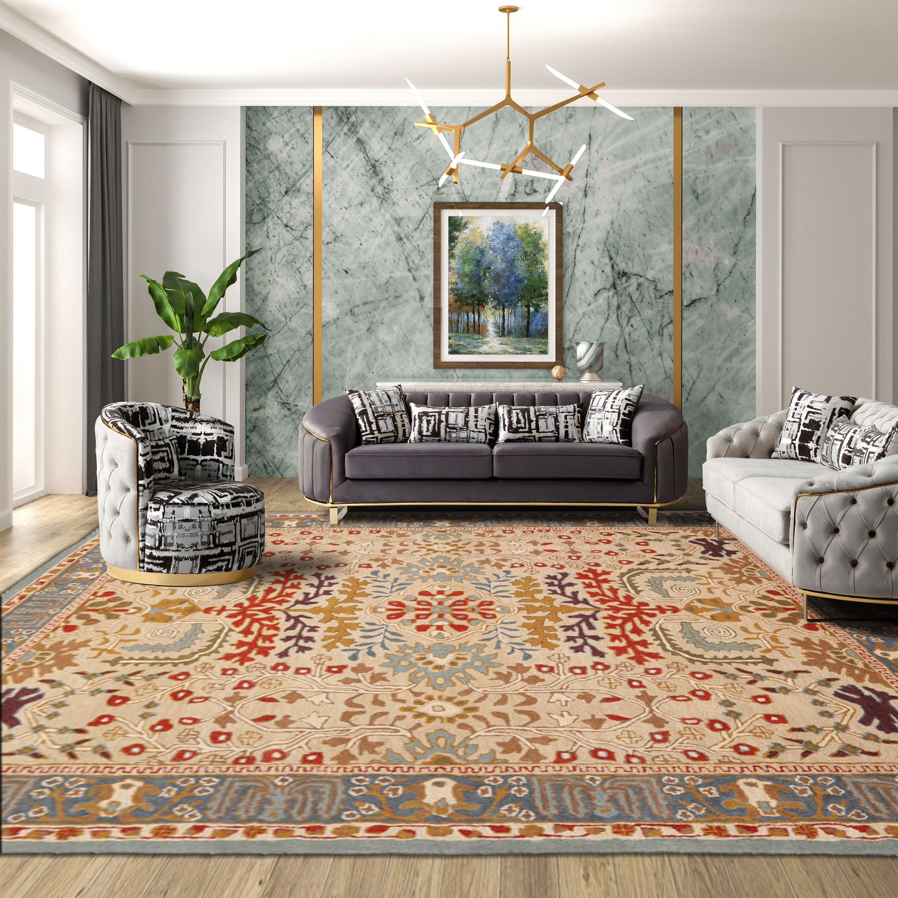 Multi Sizes Handmade Wool Arts & Craft Transitional Oriental Area Rug Beige