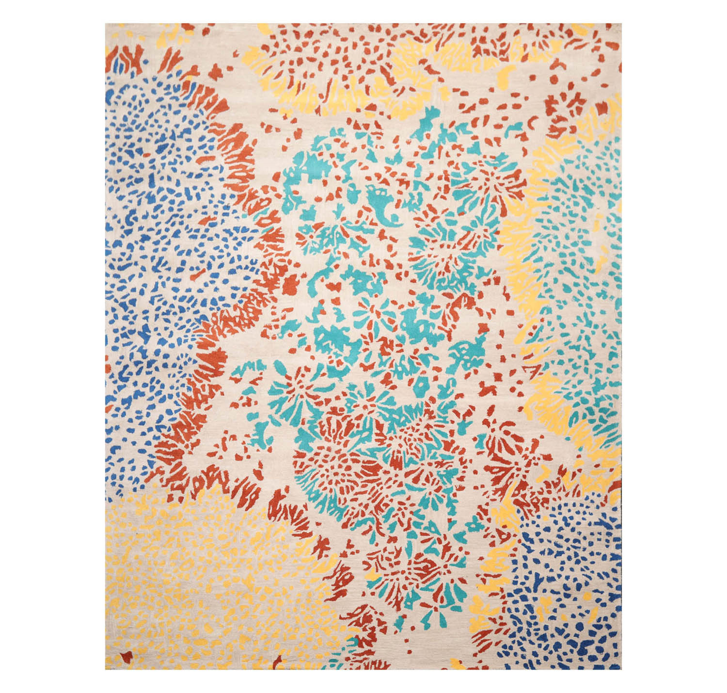 Multi Sizes Hand Tufted Hand Made 100% Wool Coral Reef Area Rug Beige