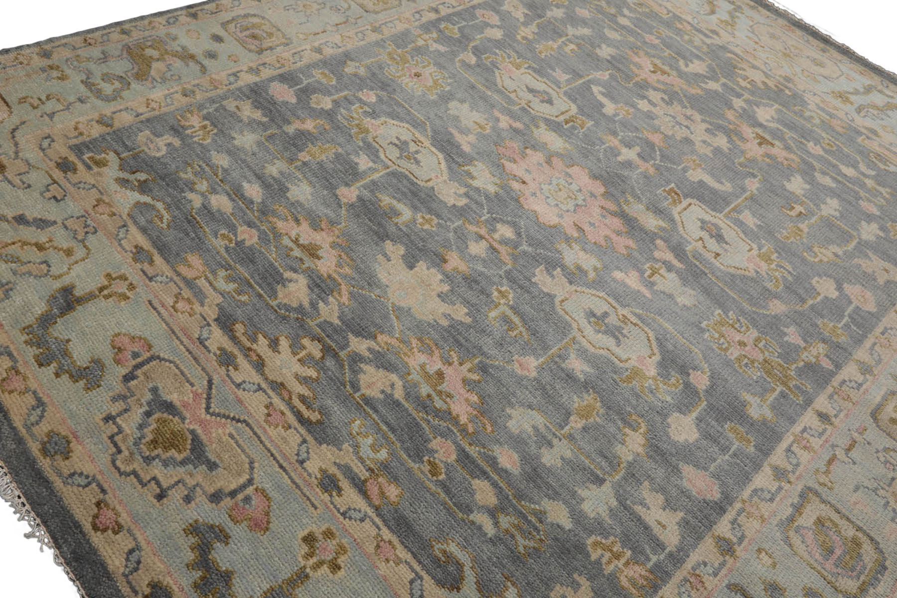 LoomBloom Multi Size Muted Turkish Oushak Hand Knotted WoolArea Rug Slate - Picture 34 of 36