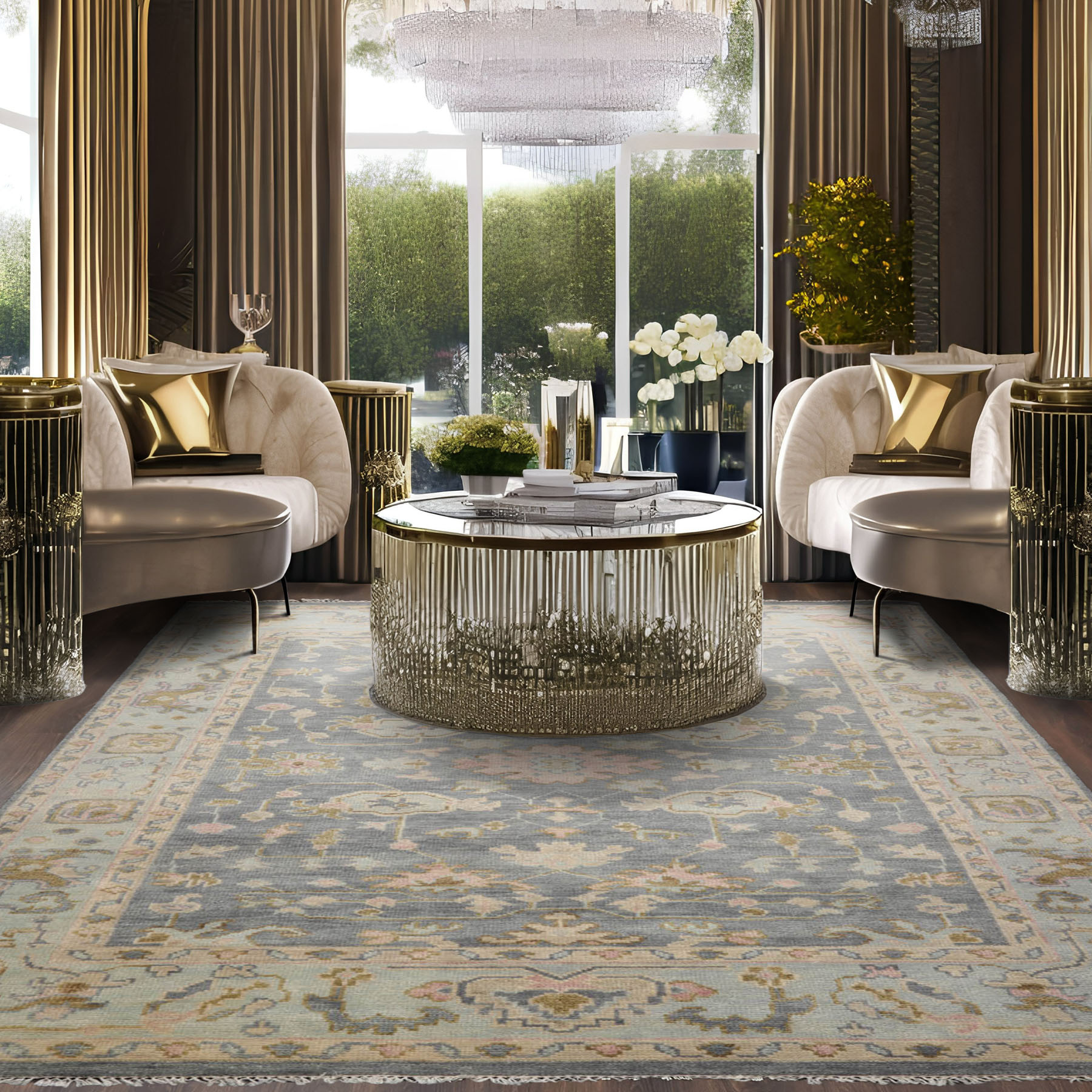 LoomBloom Multi Size Muted Turkish Oushak Hand Knotted WoolArea Rug Slate - Picture 28 of 36