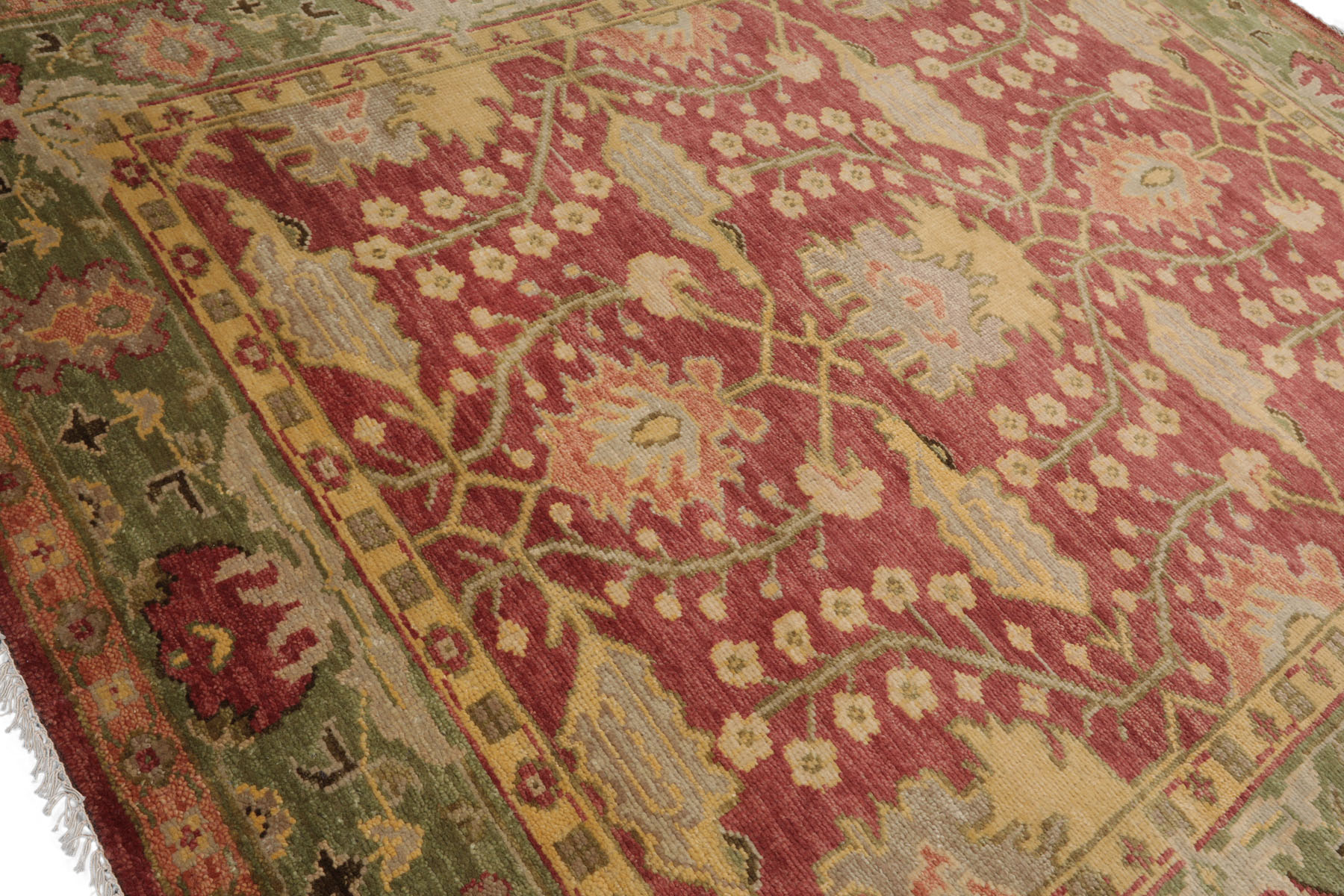 Multi Size Hand Knotted Oushak Wool William Morris Area Rug Raspberry - Picture 17 of 69