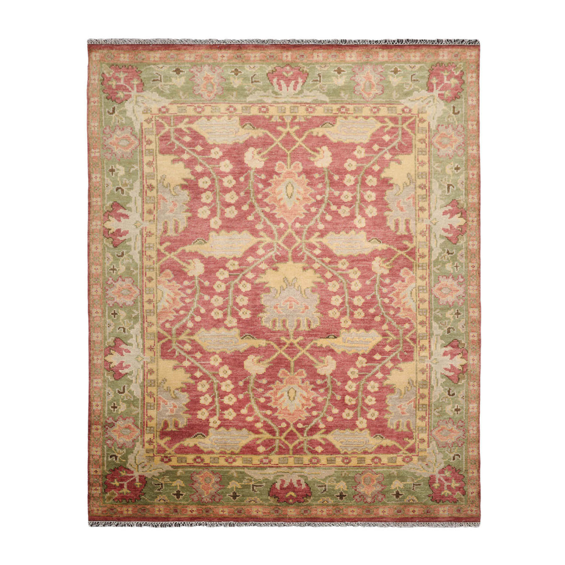 Multi Size Hand Knotted Oushak Wool William Morris Area Rug Raspberry - Picture 23 of 69