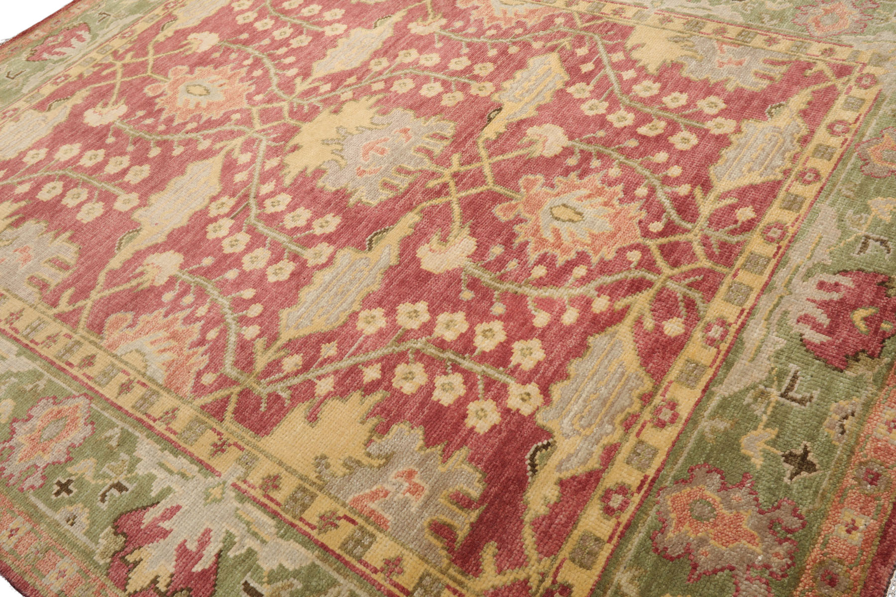 Multi Size Hand Knotted Oushak Wool William Morris Area Rug Raspberry - Picture 55 of 69