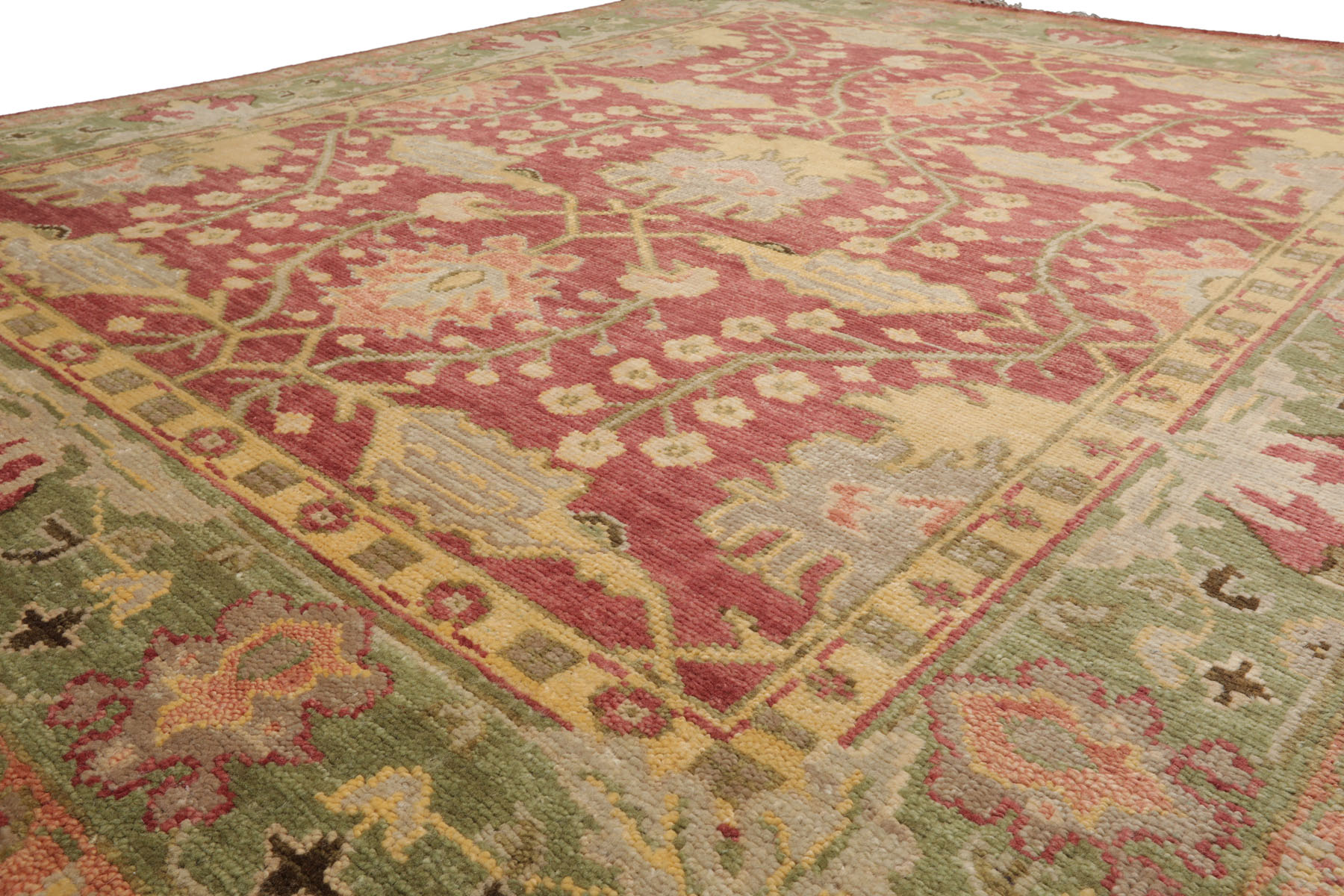 Multi Size Hand Knotted Oushak Wool William Morris Area Rug Raspberry - Picture 58 of 69