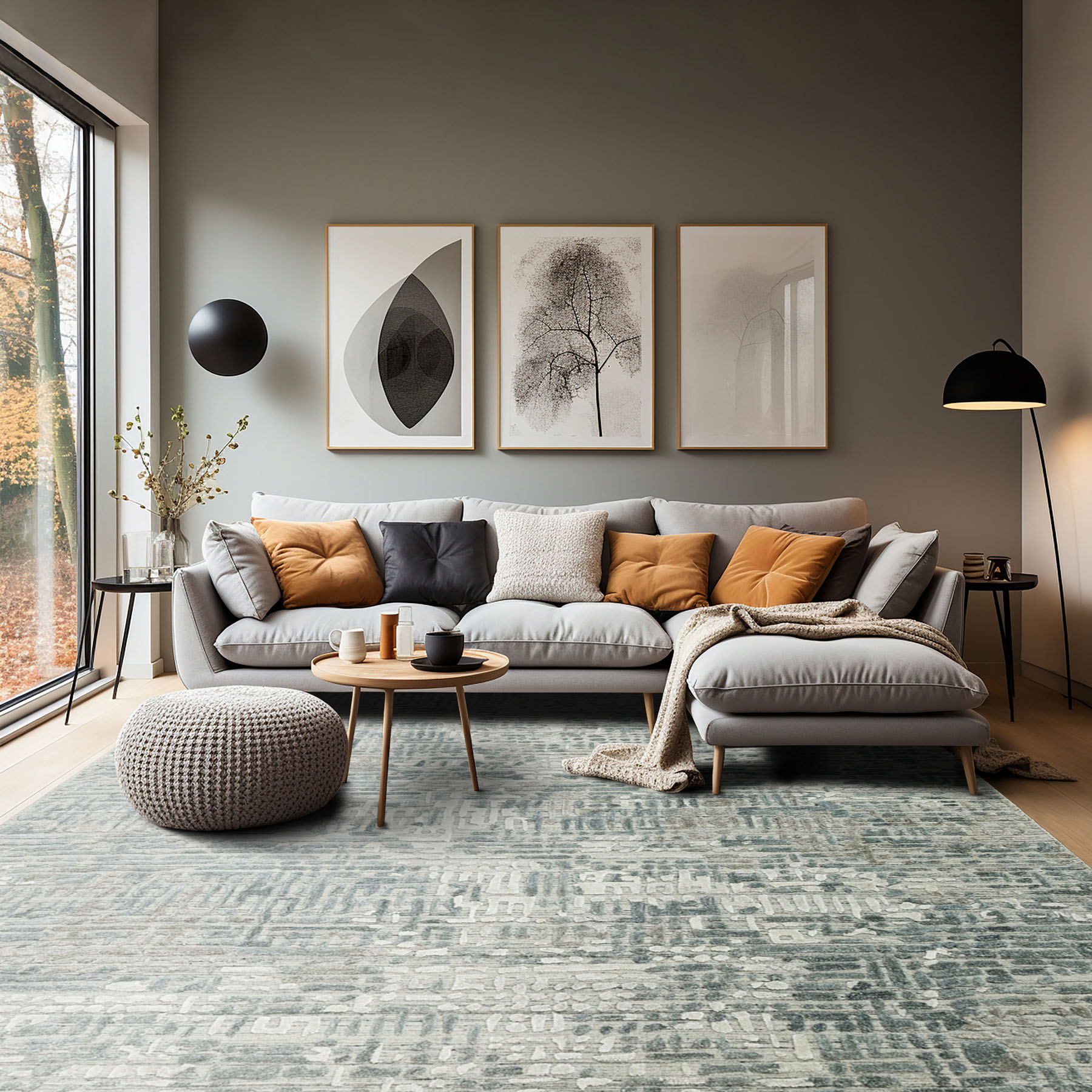 LoomBloom Multi Size Hand Knotted Tibetan Wool/Bamboo Silk Area Rug Gray