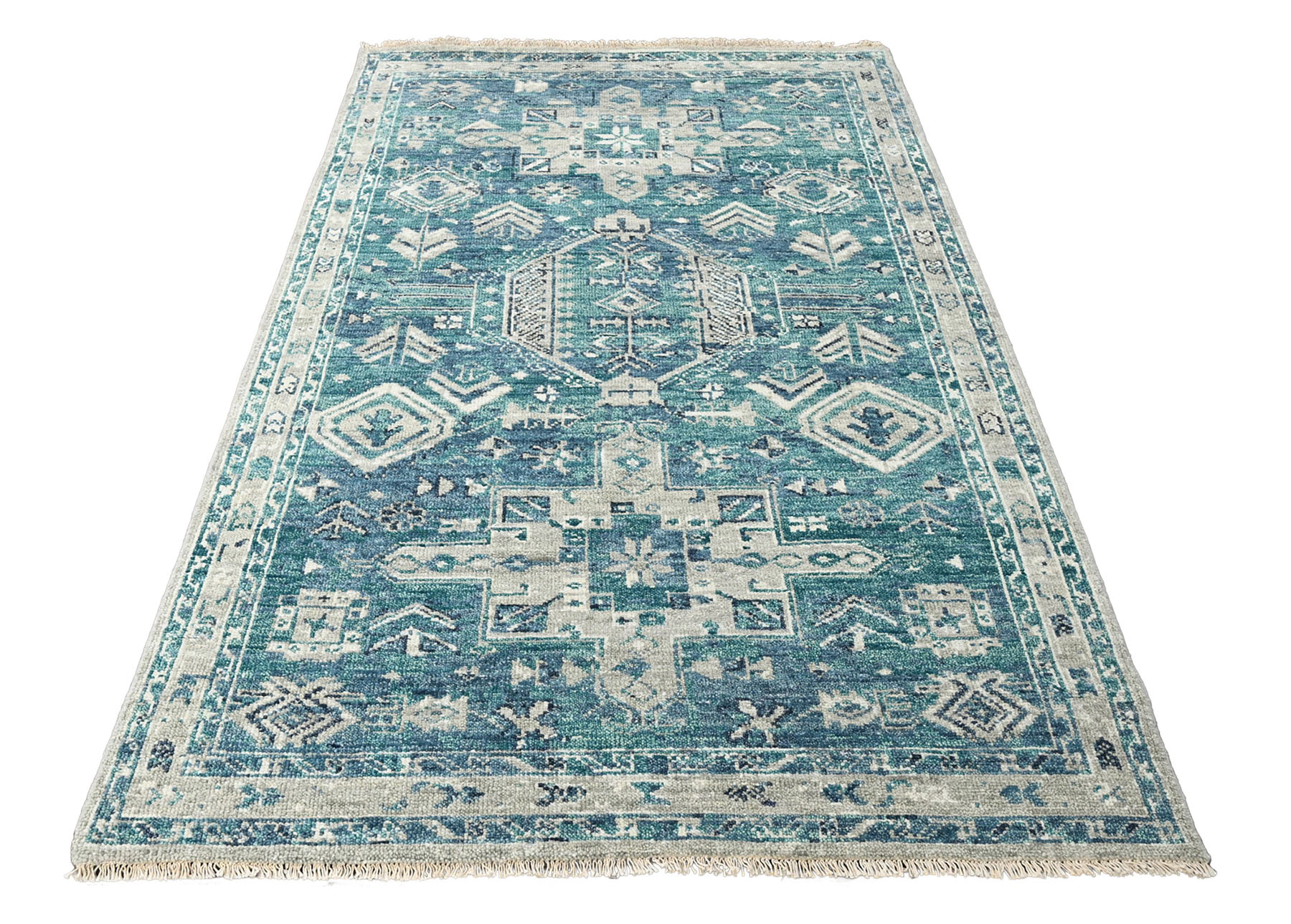 LoomBloom Multi Size Hand Knotted Wool Indo Oushak Area Rug Turquoise - Picture 29 of 130