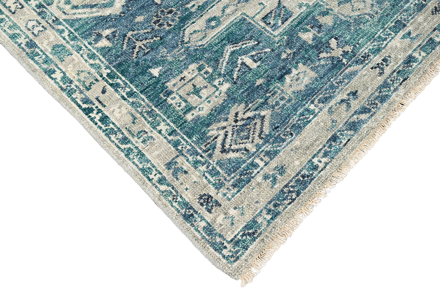 LoomBloom Multi Size Hand Knotted Wool Indo Oushak Area Rug Turquoise - Picture 23 of 130