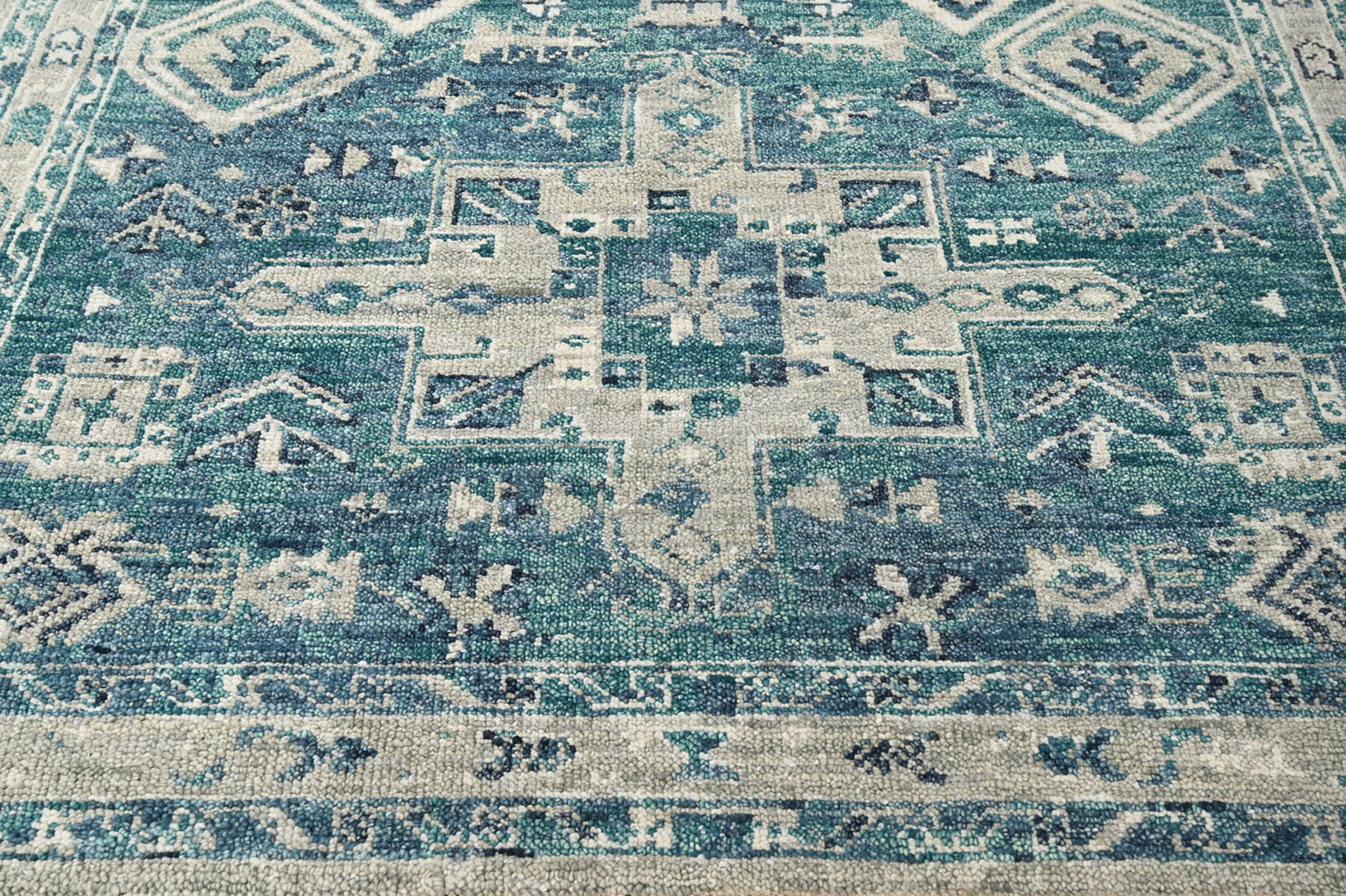 LoomBloom Multi Size Hand Knotted Wool Indo Oushak Area Rug Turquoise - Picture 35 of 130