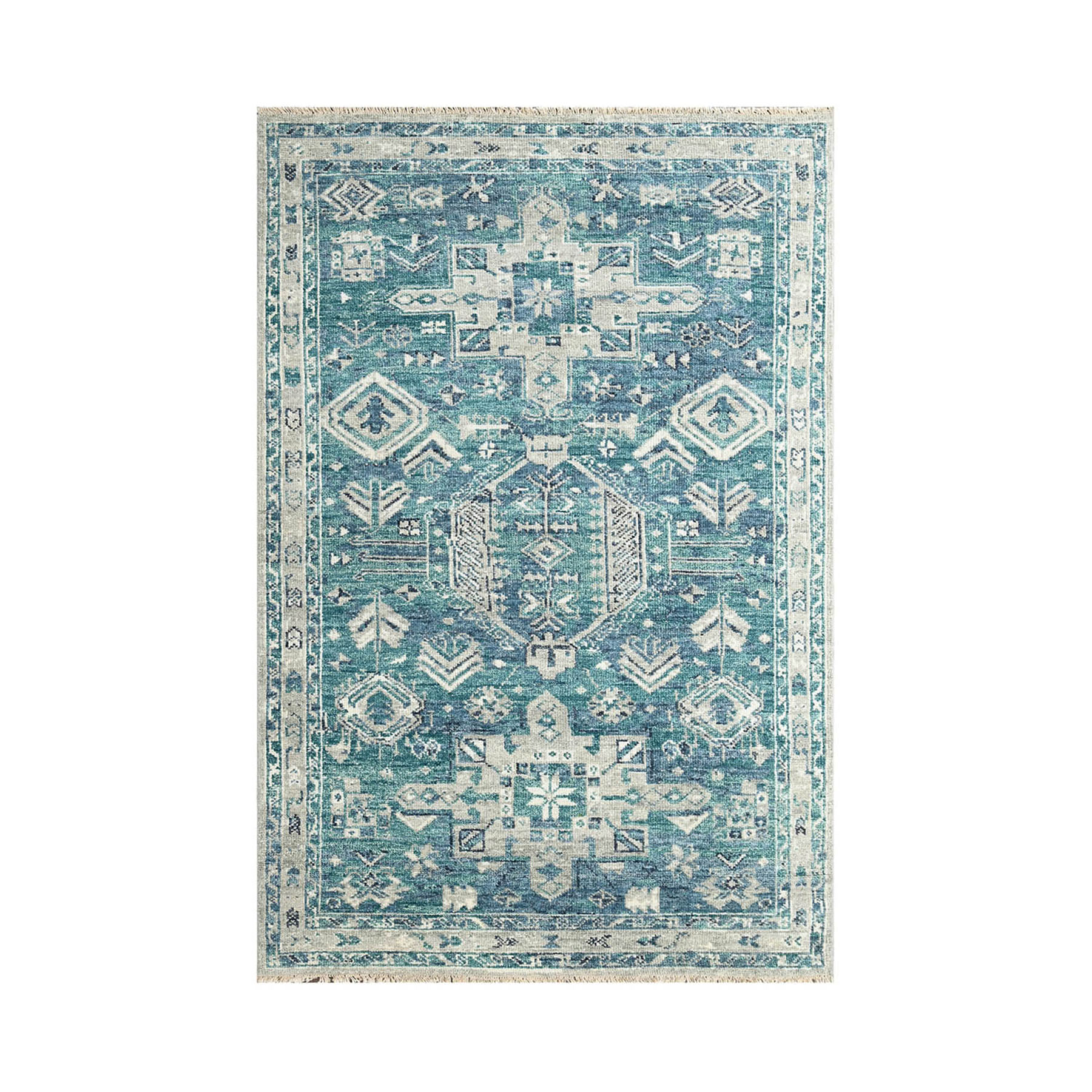 LoomBloom Multi Size Hand Knotted Wool Indo Oushak Area Rug Turquoise - Picture 62 of 130