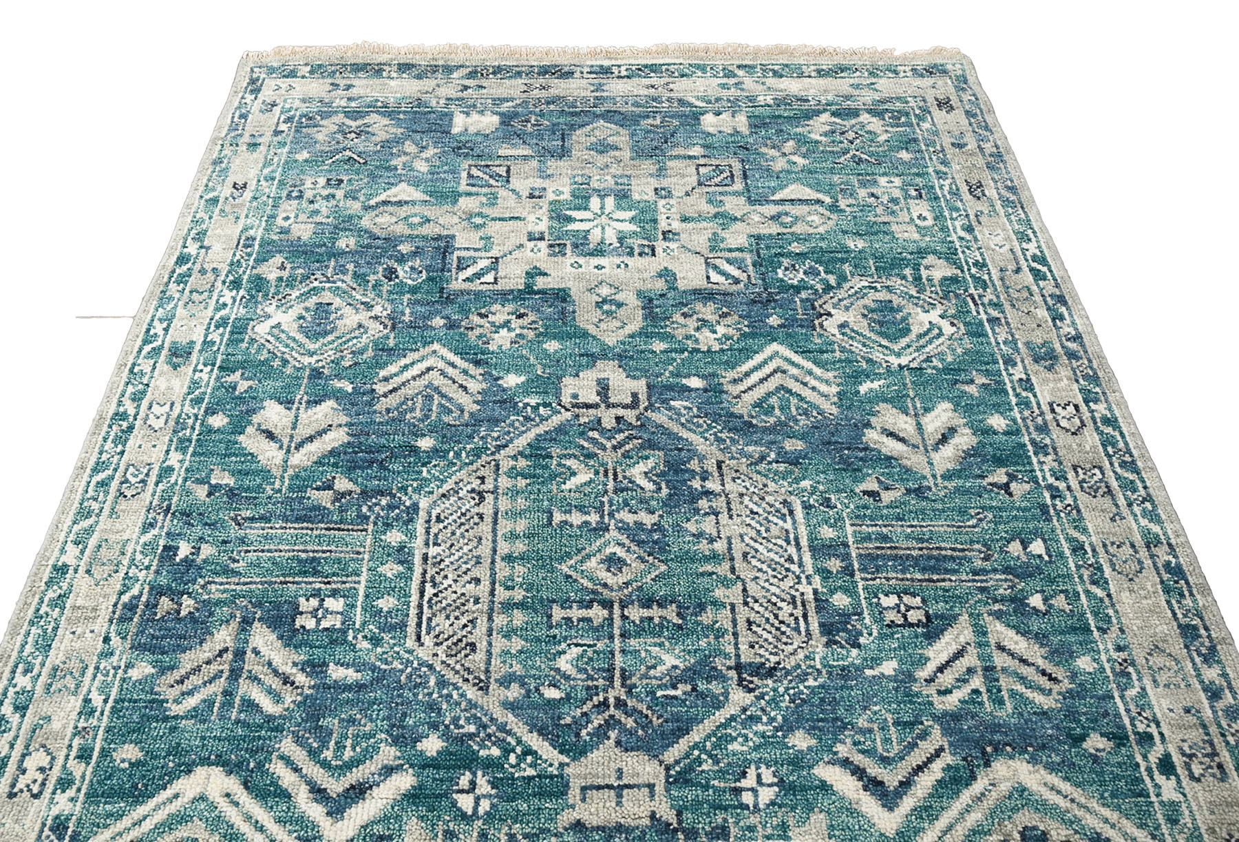 LoomBloom Multi Size Hand Knotted Wool Indo Oushak Area Rug Turquoise - Picture 127 of 130