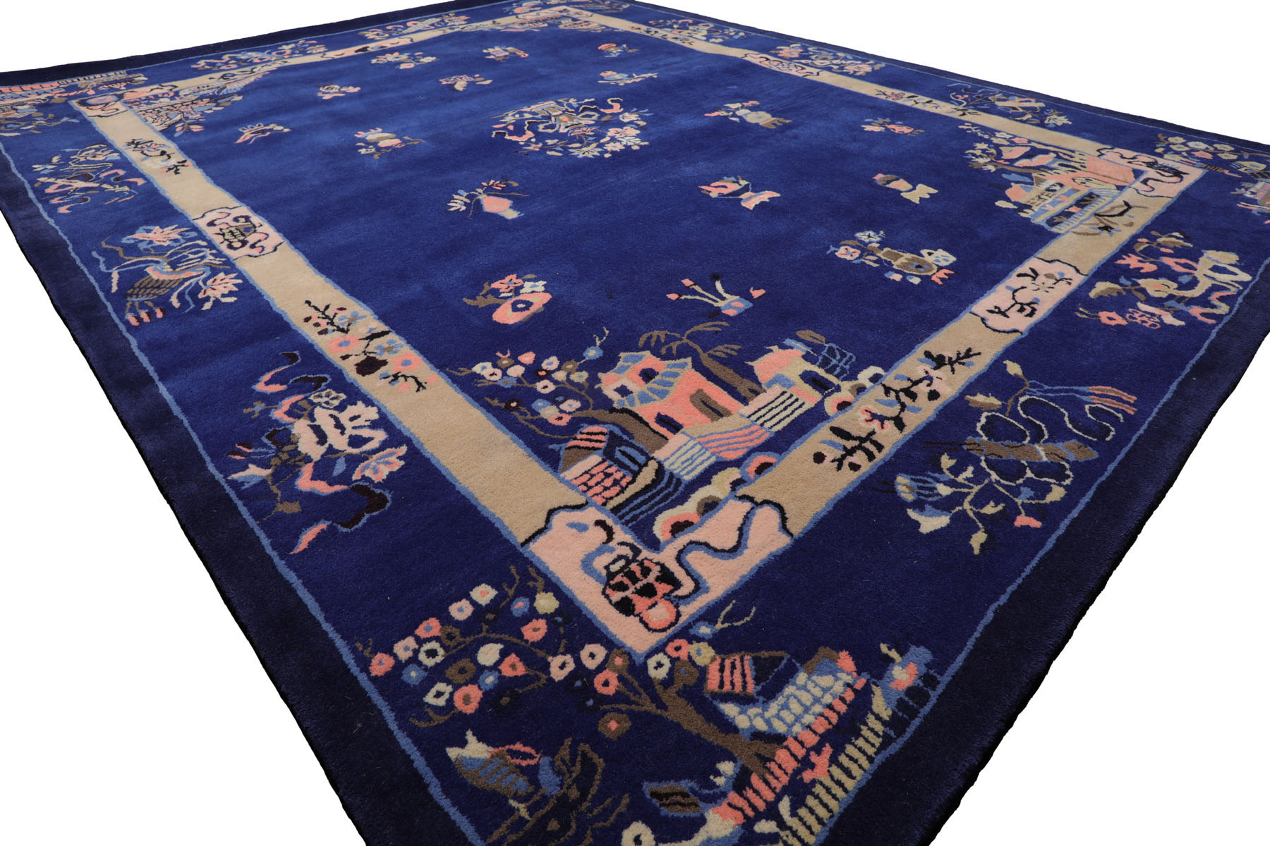 LoomBloom Multi Size Blue Hand Tufted Pictorial Art Deco New Zealand Wool Rug - Picture 16 of 30