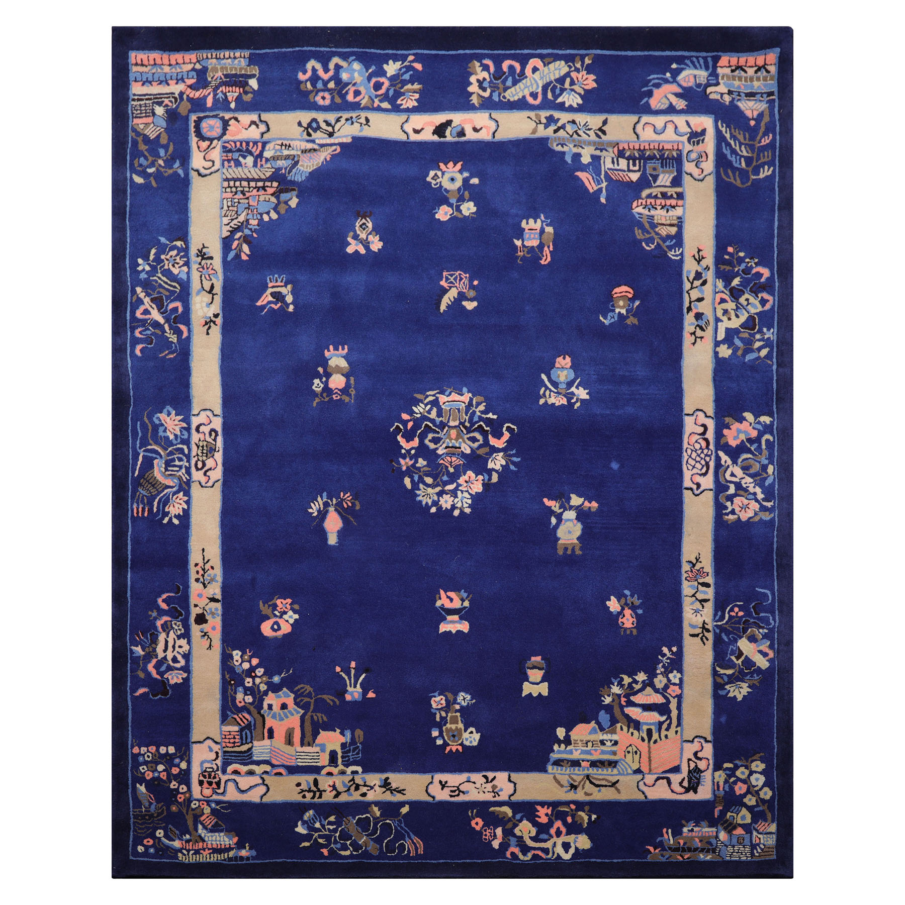 LoomBloom Multi Size Blue Hand Tufted Pictorial Art Deco New Zealand Wool Rug - Picture 22 of 30