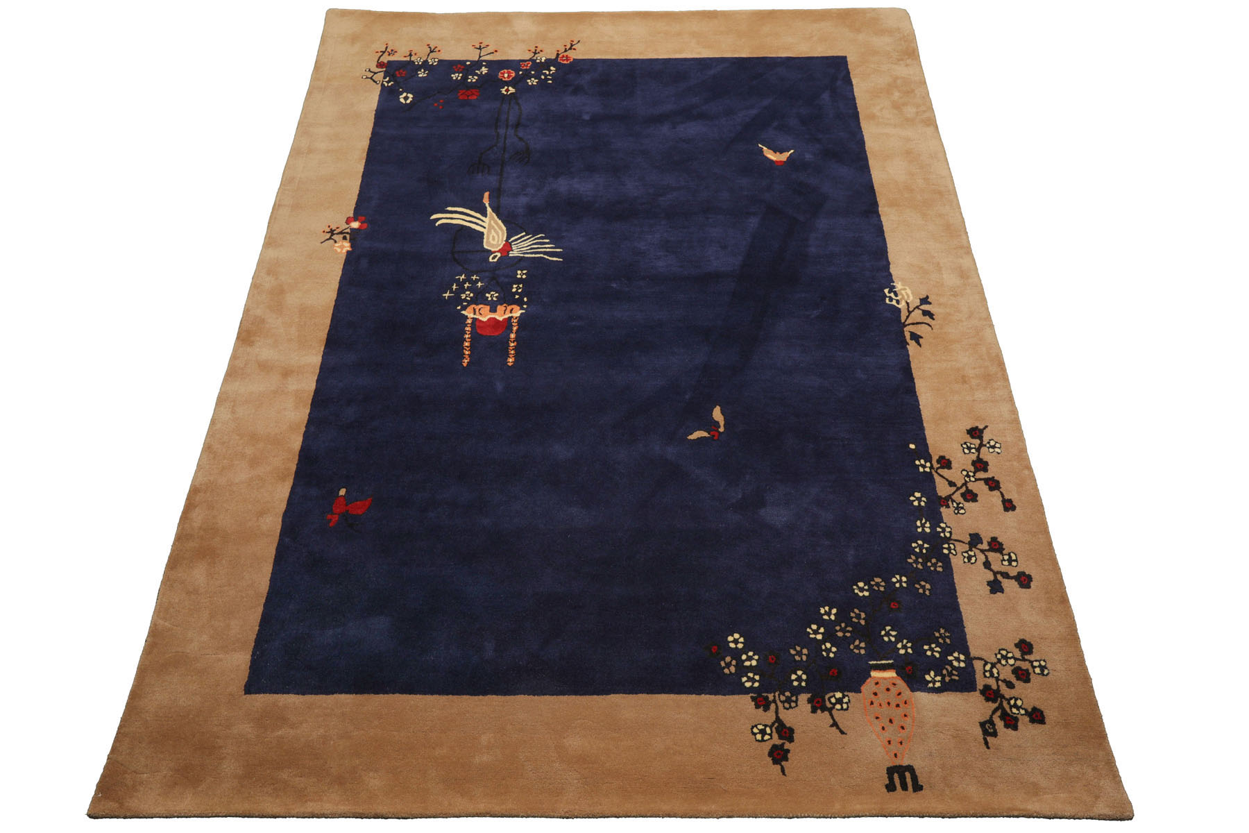 LoomBloom Multi Size Navy Hand Tufted Vase Art Deco New Zealand Wool Rug - Picture 30 of 30