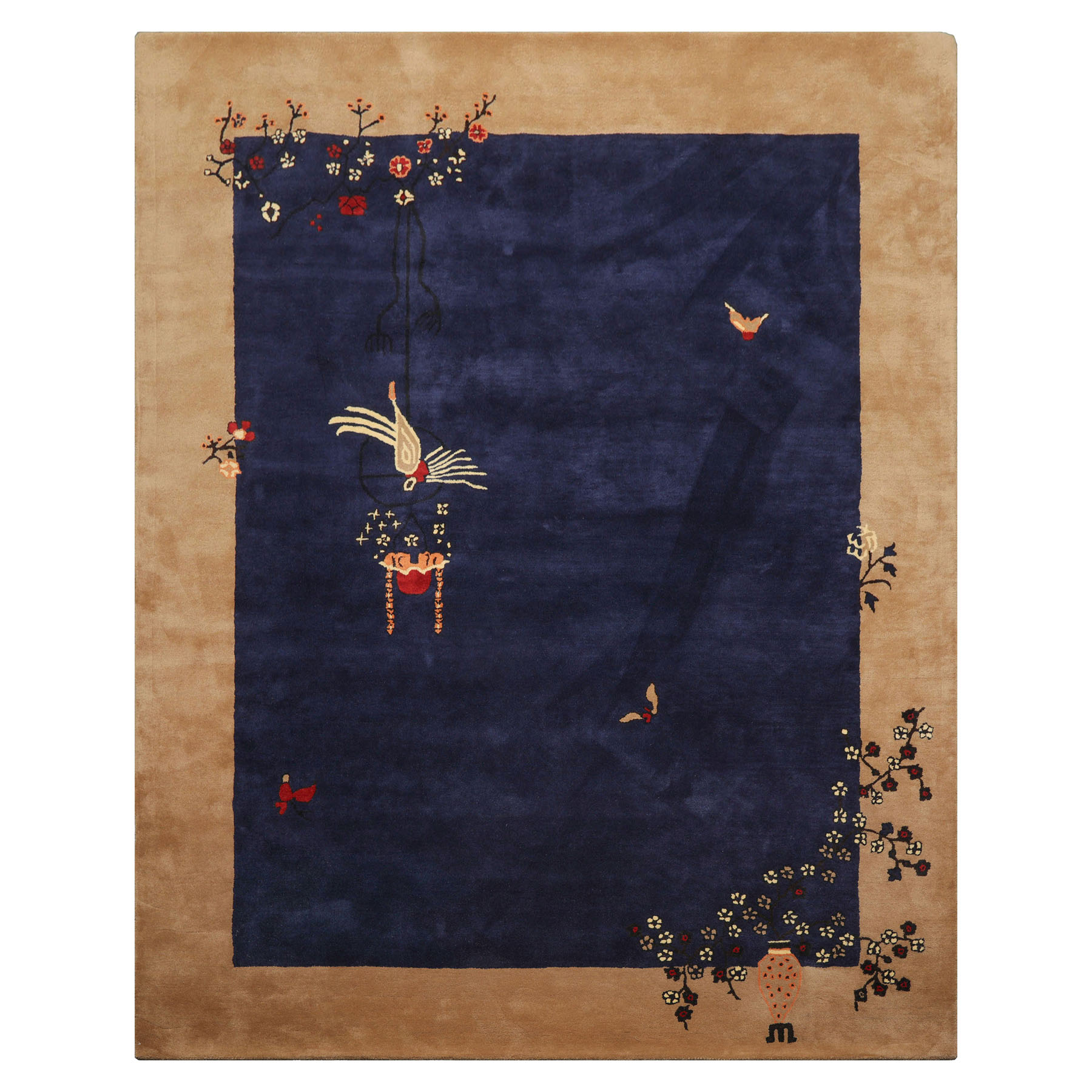 LoomBloom Multi Size Navy Hand Tufted Vase Art Deco New Zealand Wool Rug - Picture 22 of 30