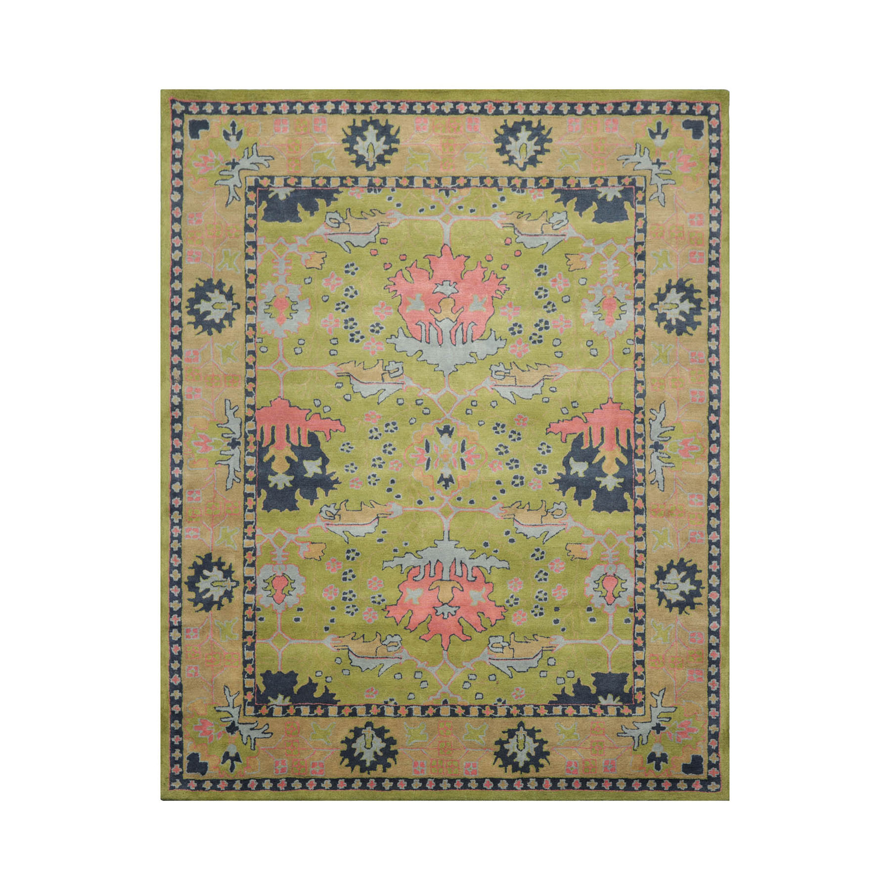 LoomBloom Multi Sizes Green Hand Tufted Oushak Turkish Wool Oriental Area Rug