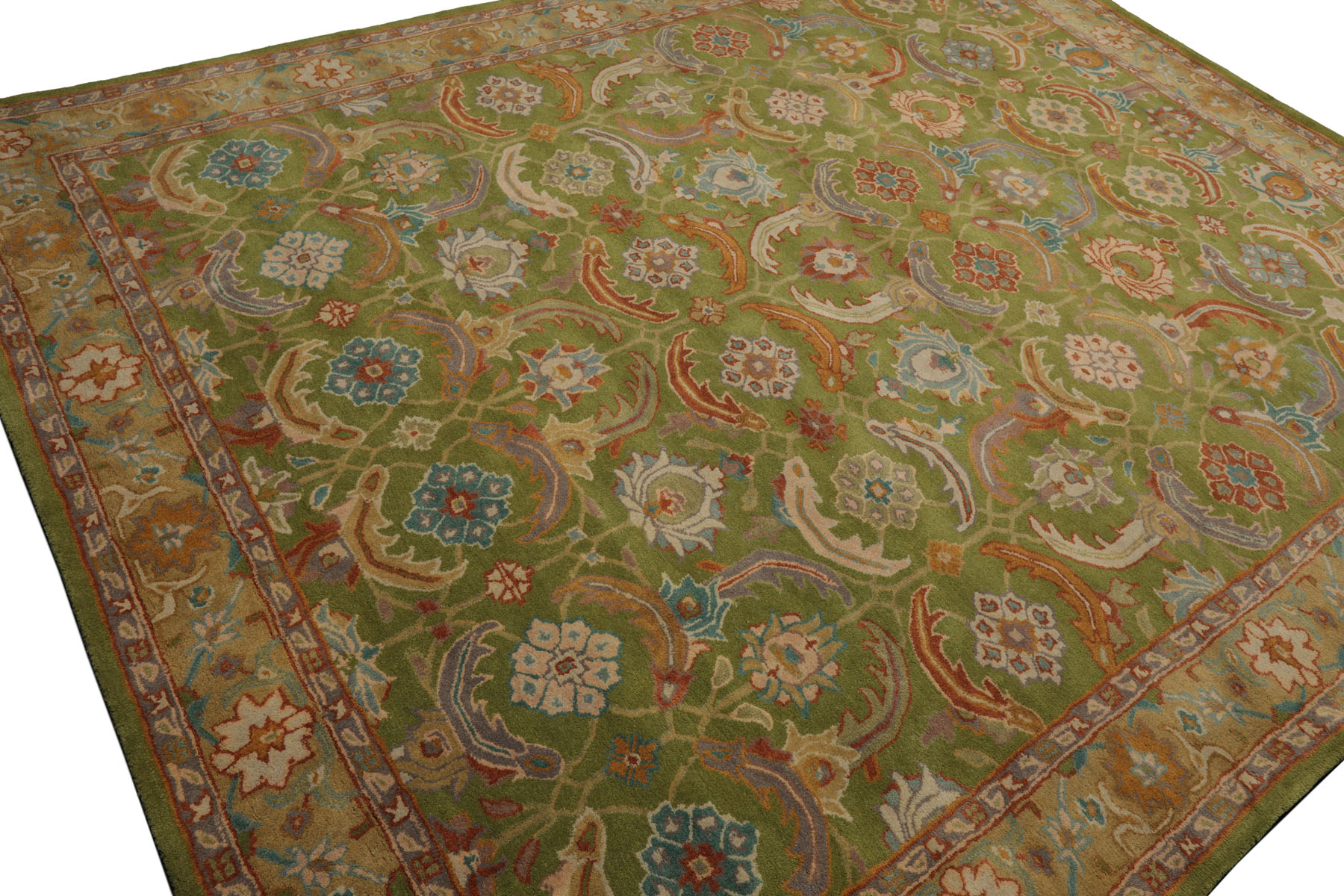 Multi Size Transitional Arts & Crafts LoomBloom Green Hand Knotted Wool Area Rug - Picture 19 of 30