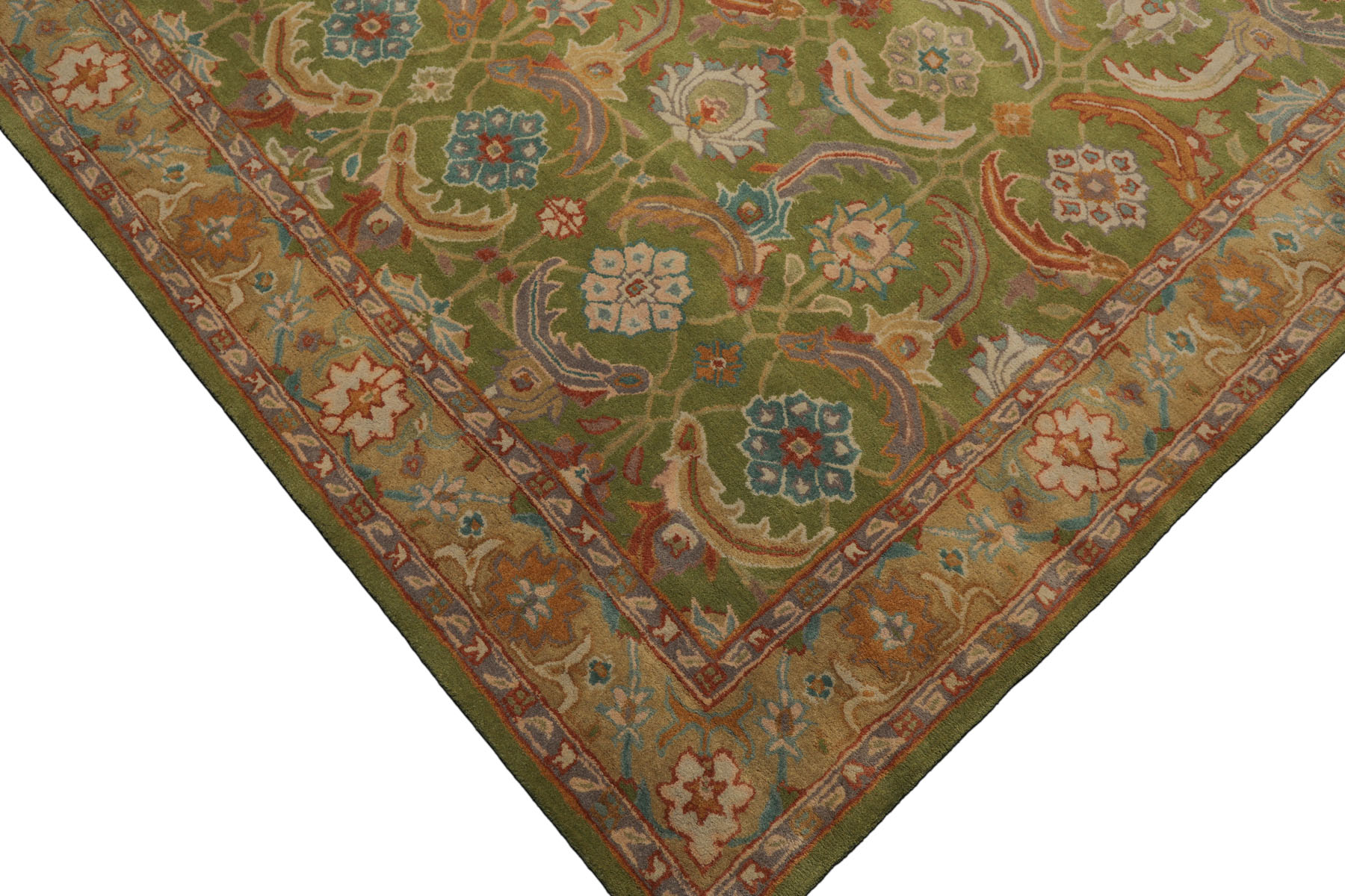 Multi Size Transitional Arts & Crafts LoomBloom Green Hand Knotted Wool Area Rug - Picture 16 of 30