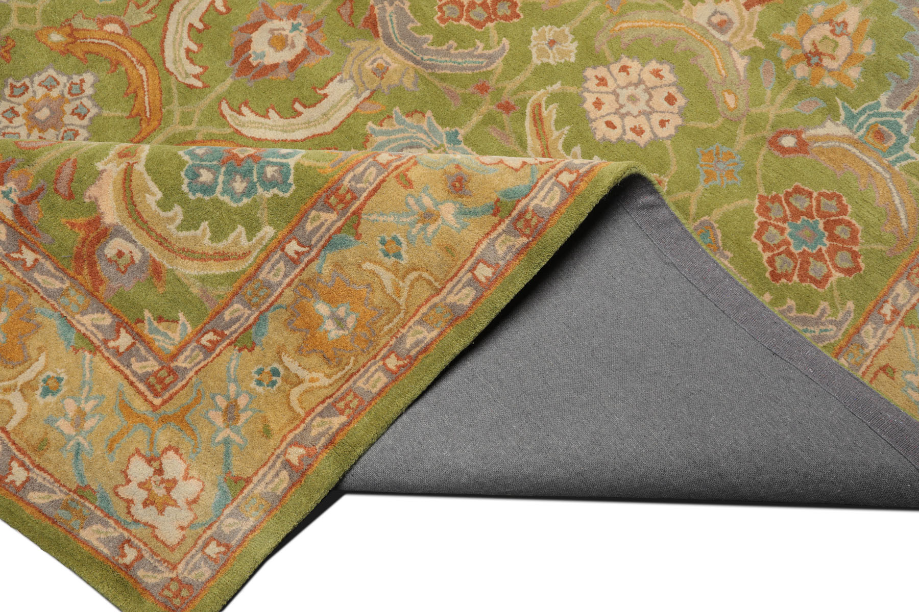 Multi Size Transitional Arts & Crafts LoomBloom Green Hand Knotted Wool Area Rug - Picture 15 of 30
