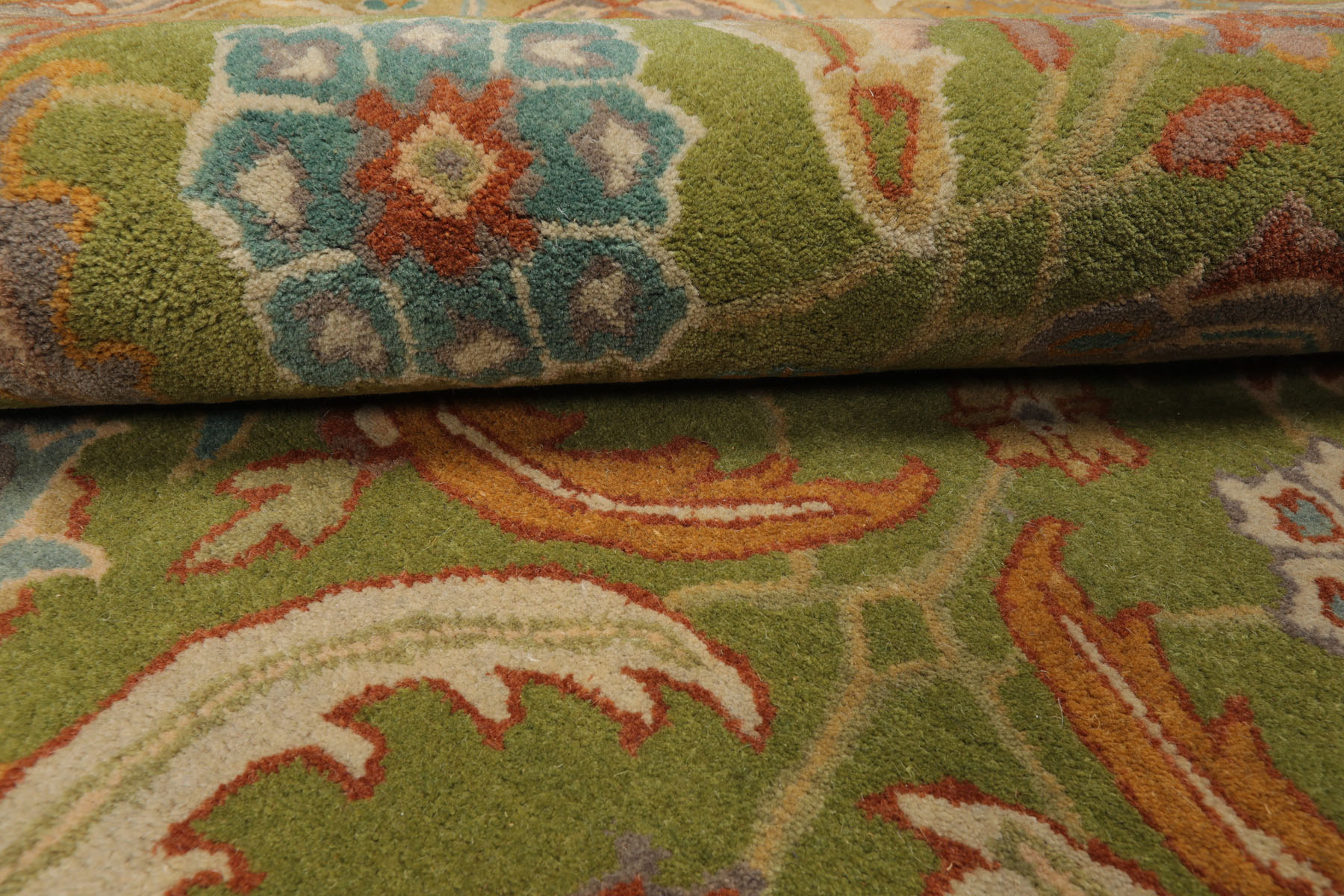 Multi Size Transitional Arts & Crafts LoomBloom Green Hand Knotted Wool Area Rug - Picture 14 of 30