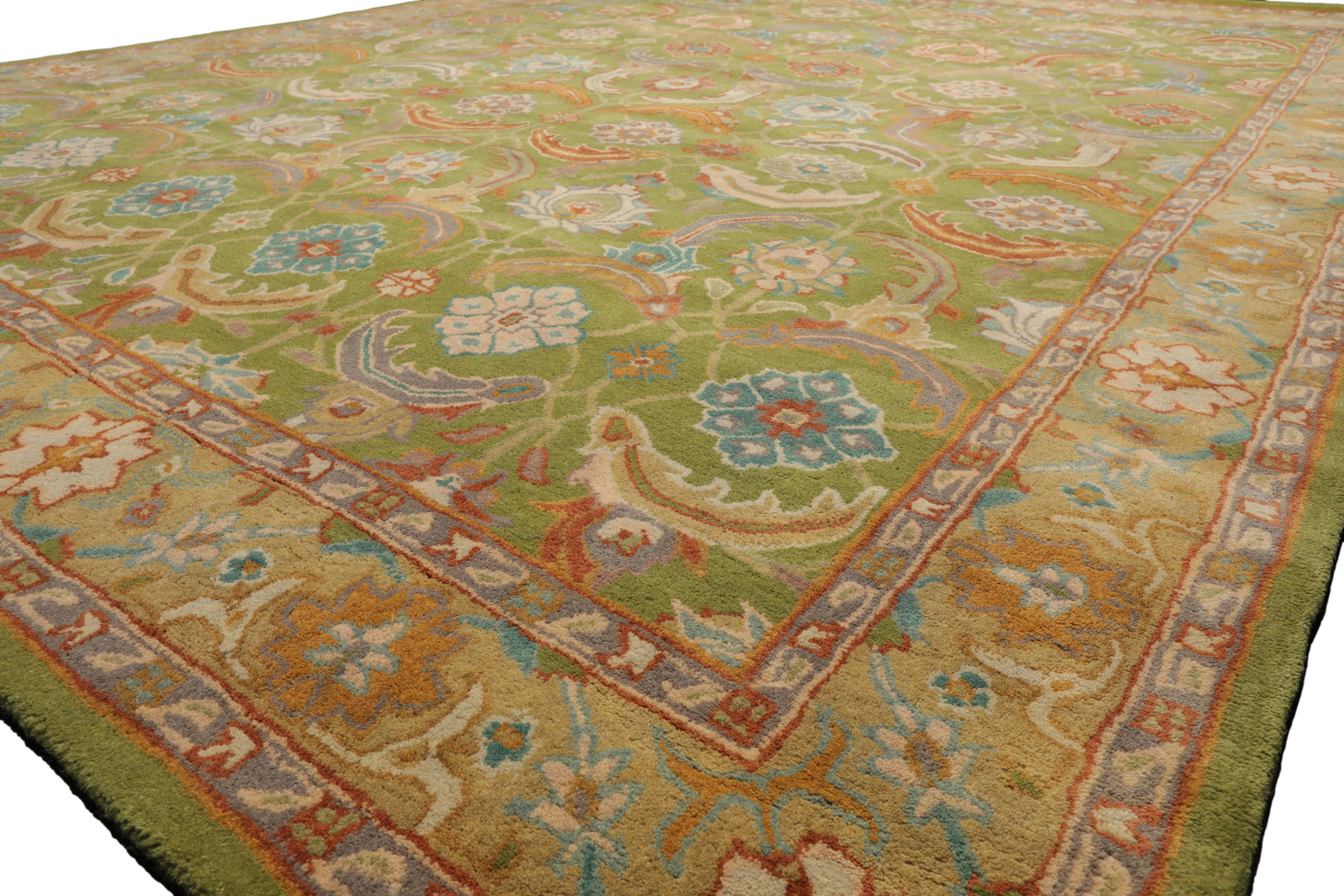 Multi Size Transitional Arts & Crafts LoomBloom Green Hand Knotted Wool Area Rug - Picture 13 of 30