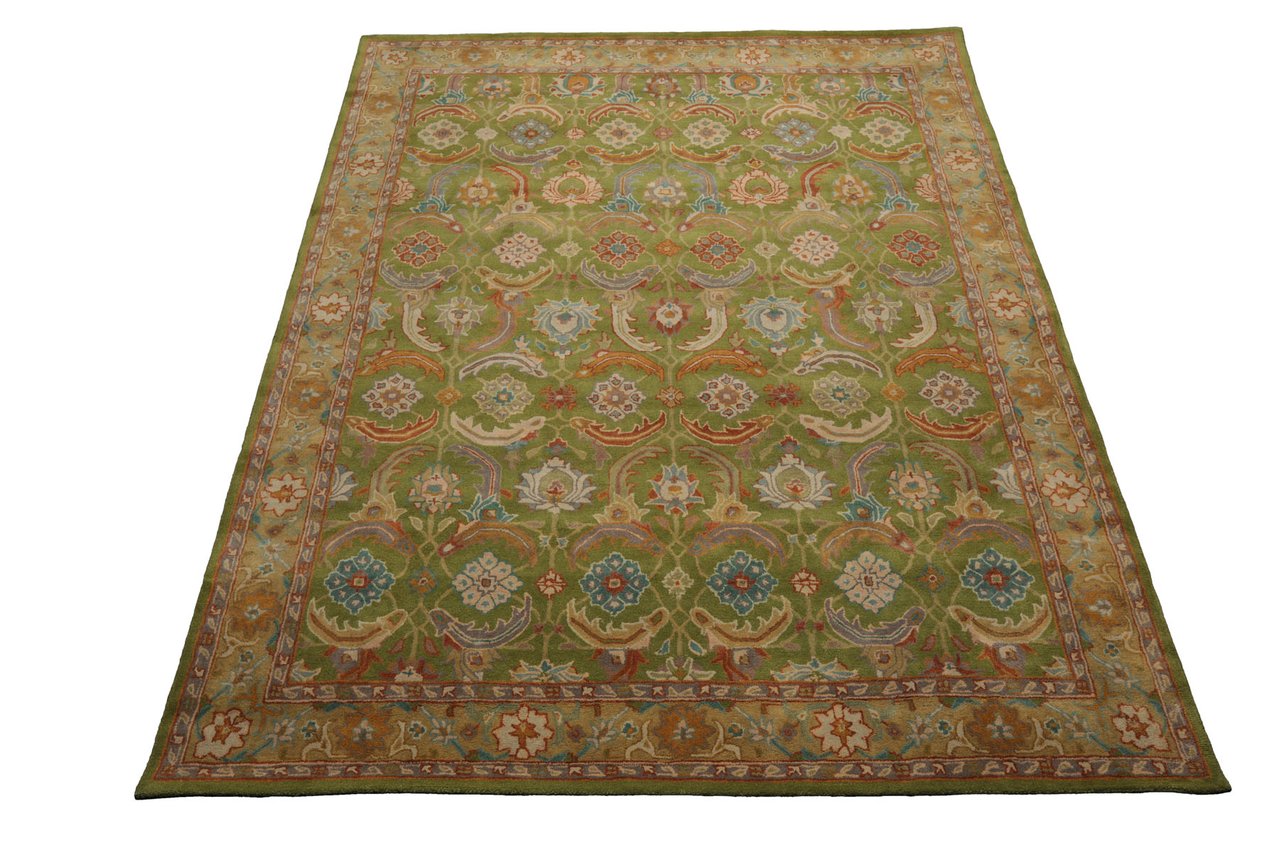 Multi Size Transitional Arts & Crafts LoomBloom Green Hand Knotted Wool Area Rug - Picture 30 of 30