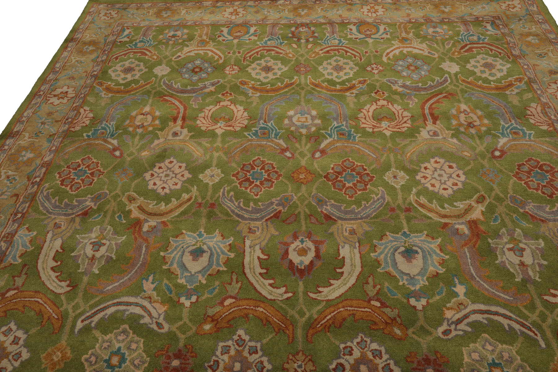Multi Size Transitional Arts & Crafts LoomBloom Green Hand Knotted Wool Area Rug - Picture 28 of 30