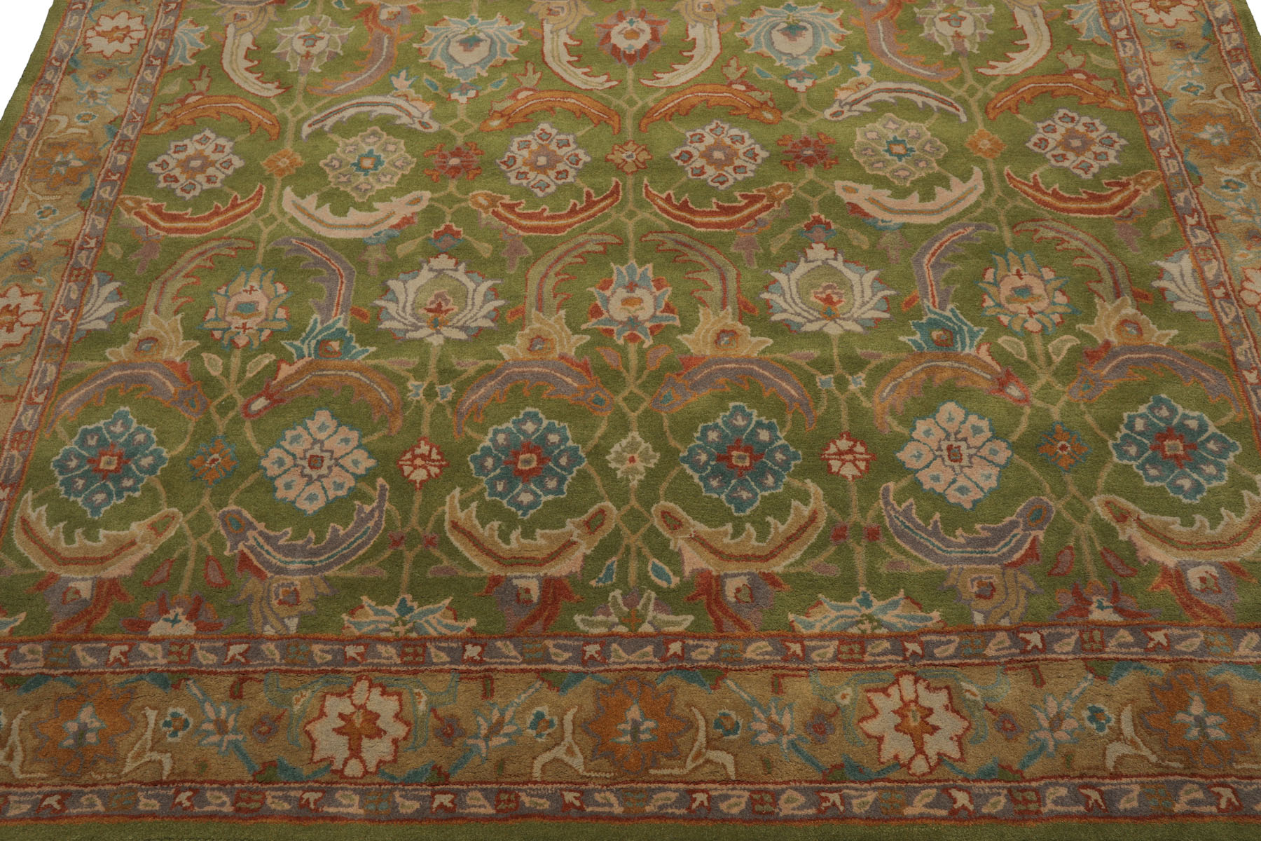 Multi Size Transitional Arts & Crafts LoomBloom Green Hand Knotted Wool Area Rug - Picture 27 of 30
