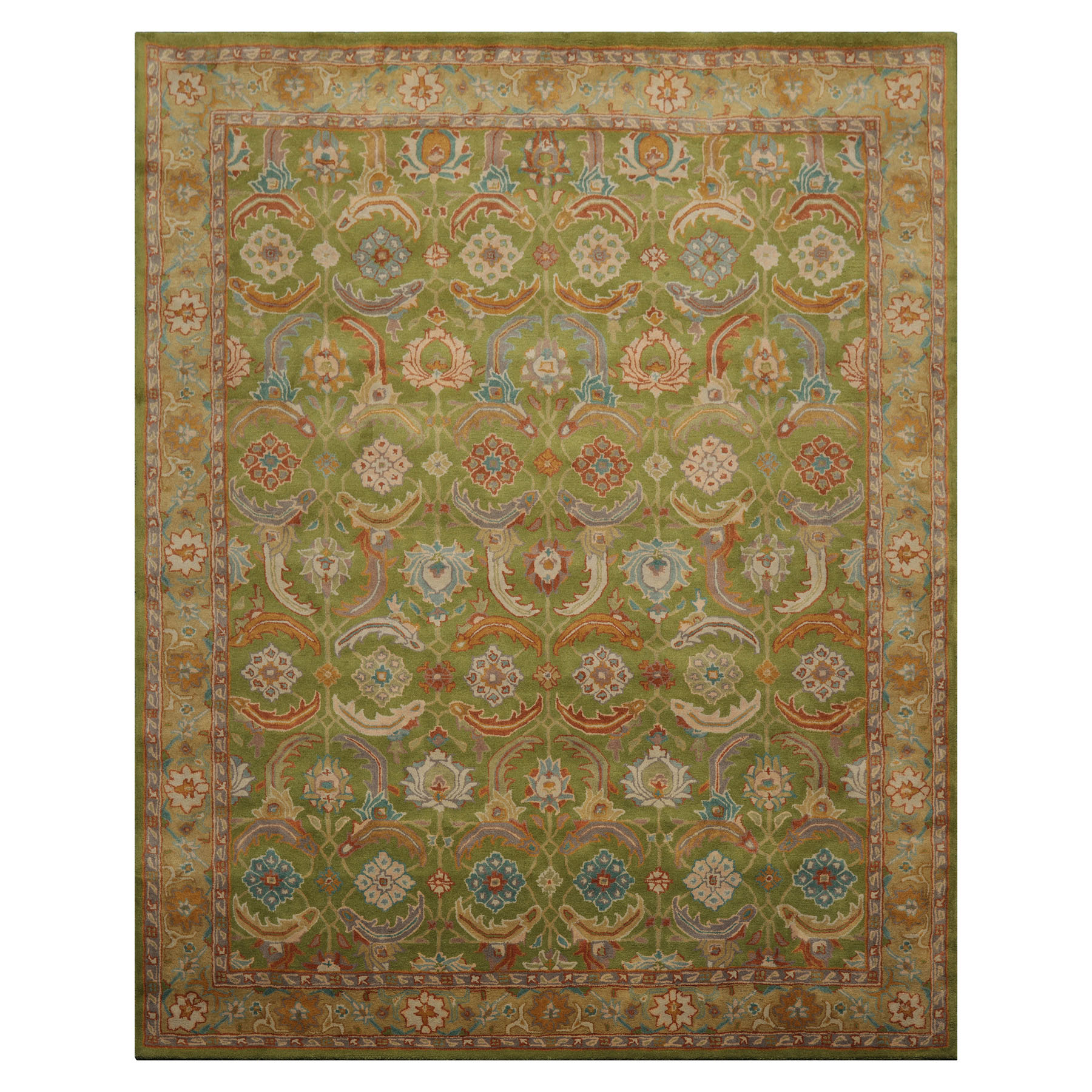 Multi Size Transitional Arts & Crafts LoomBloom Green Hand Knotted Wool Area Rug - Picture 22 of 30