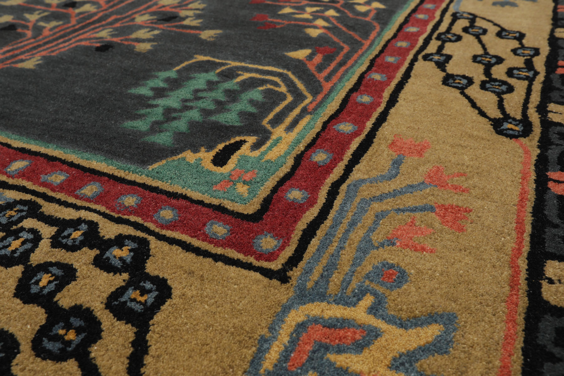 Graphite Hand Tufted Wool Donegal LoomBloom Multi Sizes Arts & Crafts Area Rug - Picture 13 of 30