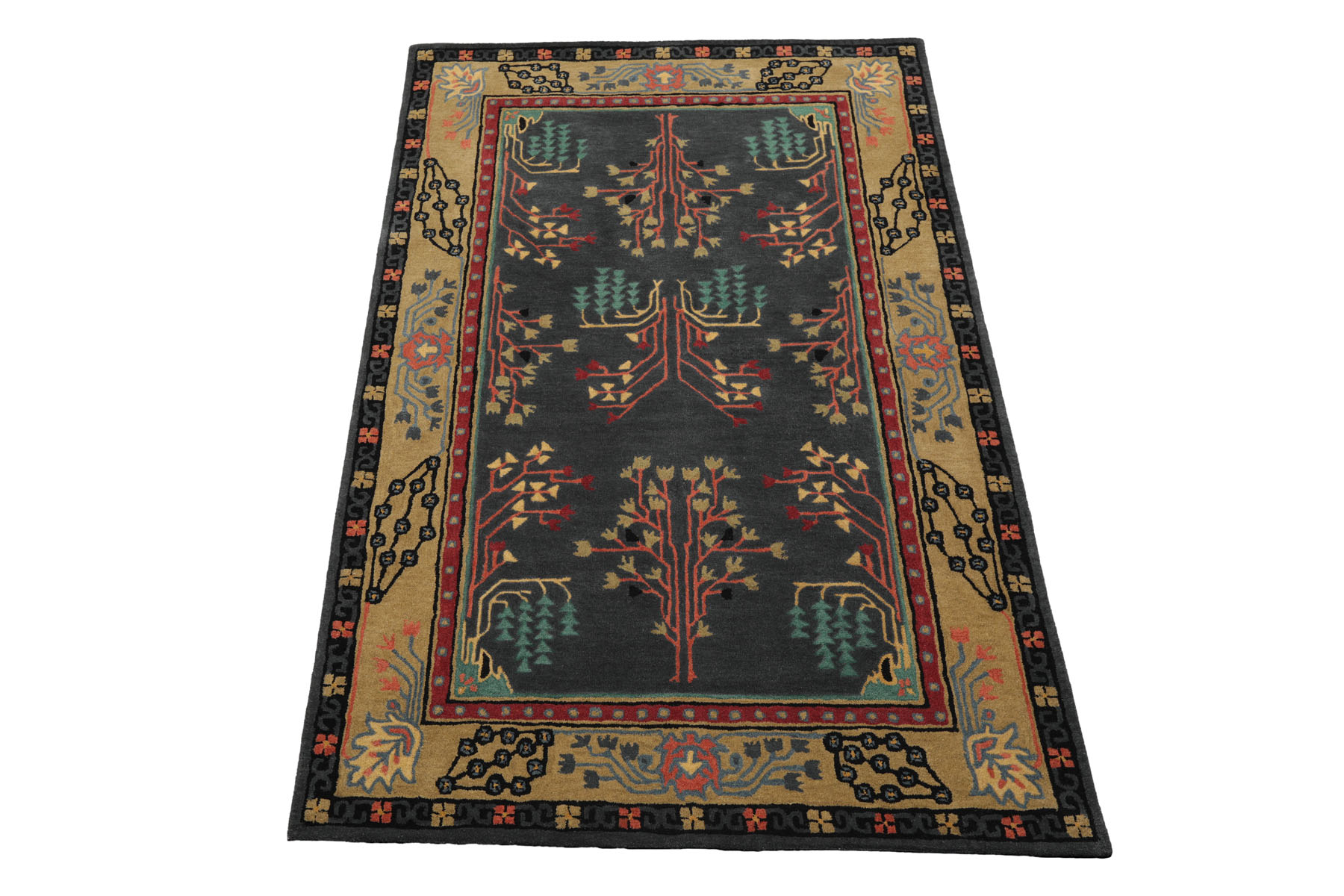 Graphite Hand Tufted Wool Donegal LoomBloom Multi Sizes Arts & Crafts Area Rug - Picture 30 of 30