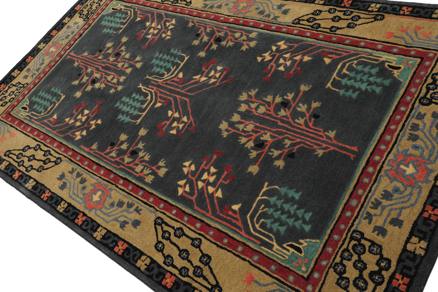 Graphite Hand Tufted Wool Donegal LoomBloom Multi Sizes Arts & Crafts Area Rug - Picture 29 of 30