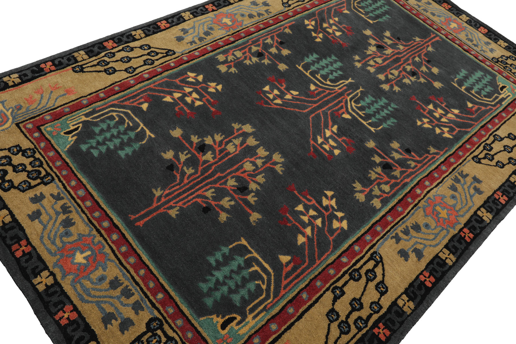 Graphite Hand Tufted Wool Donegal LoomBloom Multi Sizes Arts & Crafts Area Rug - Picture 28 of 30