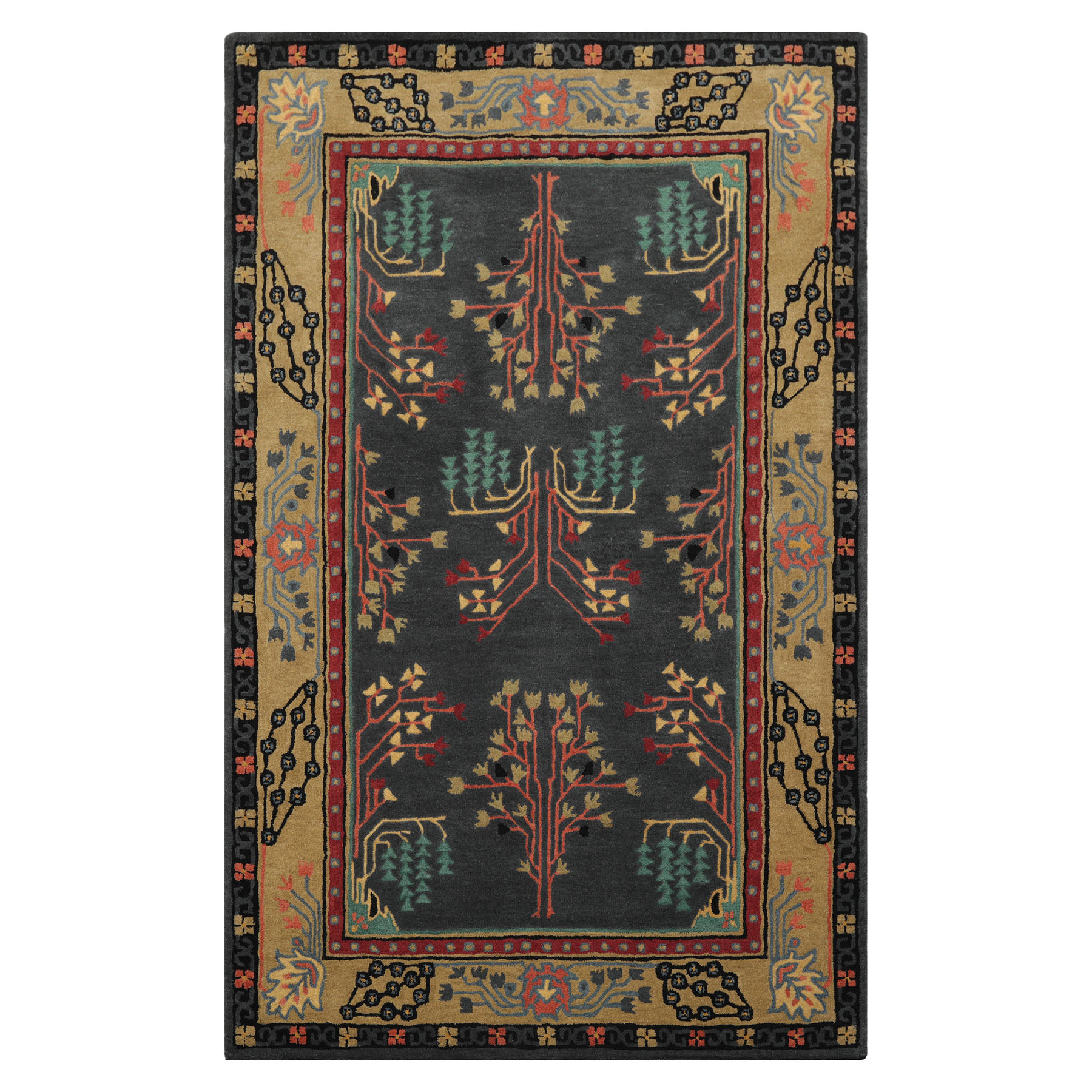Graphite Hand Tufted Wool Donegal LoomBloom Multi Sizes Arts & Crafts Area Rug - Picture 22 of 30