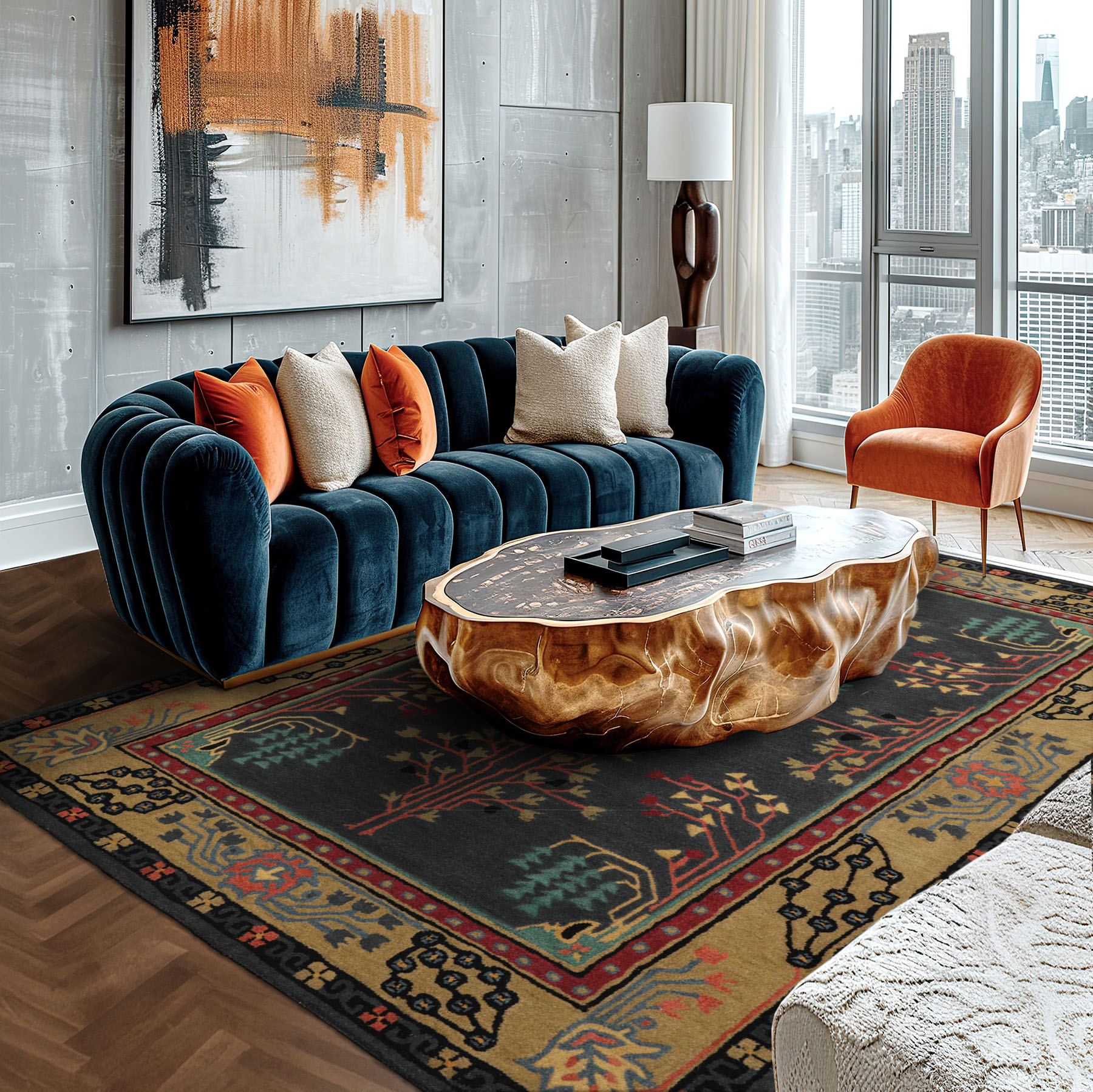 Graphite Hand Tufted Wool Donegal LoomBloom Multi Sizes Arts & Crafts Area Rug - Picture 21 of 30