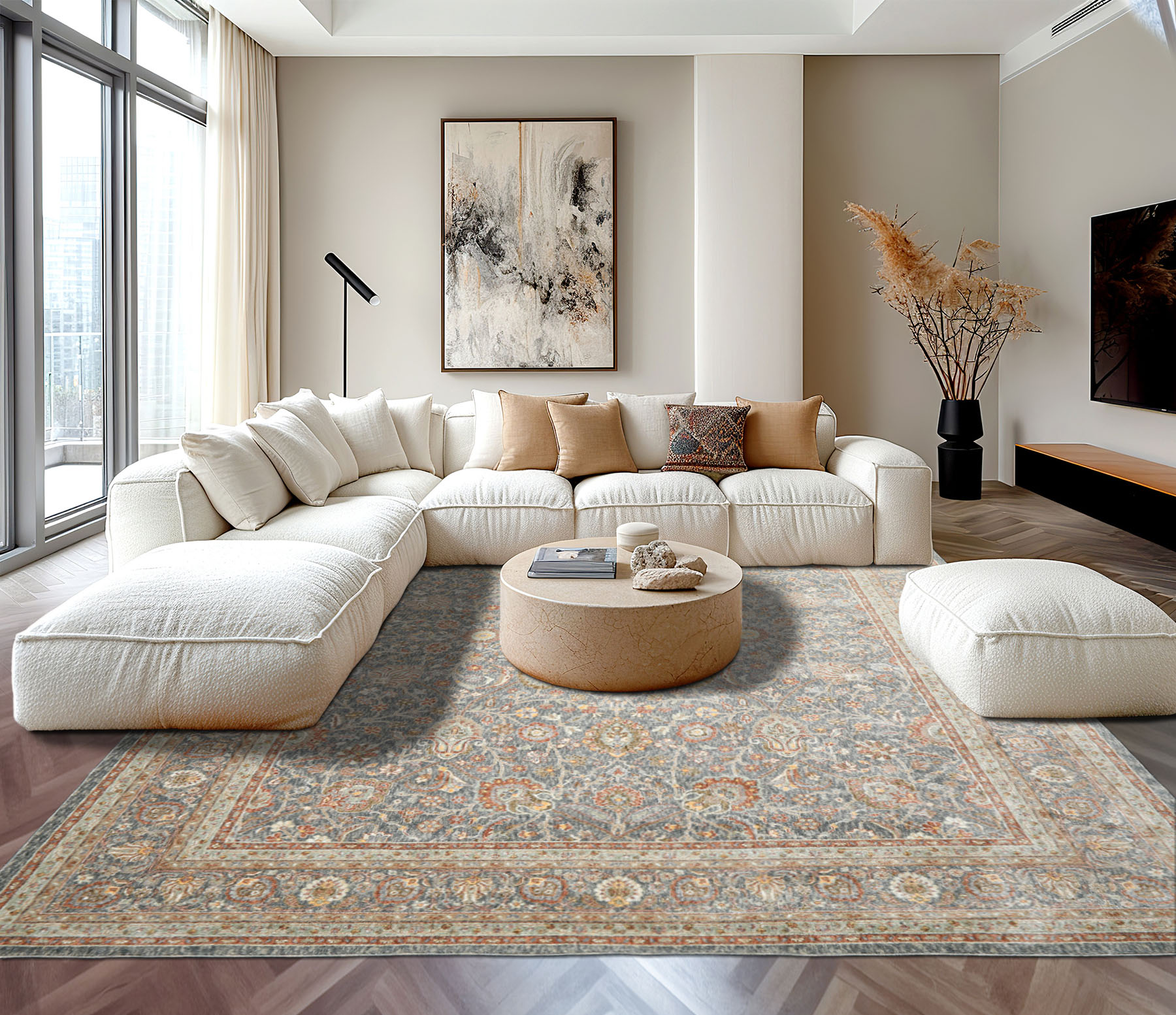 Slate Rust Multi Size Silky Dense Full Pile Rug