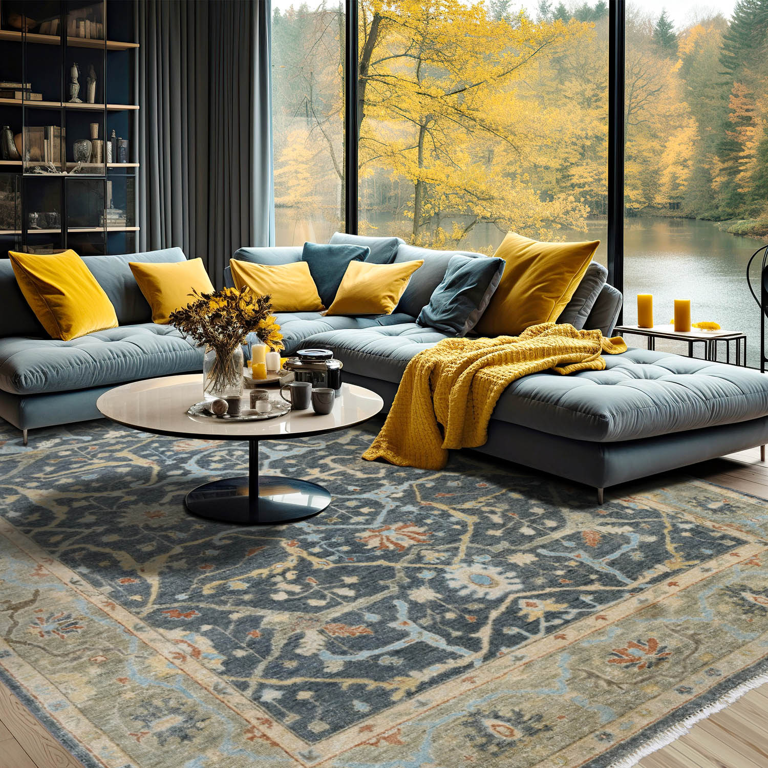 Multi Size LoomBloom Blue Hand Knotted Traditional Oushak Wool Oriental Area Rug