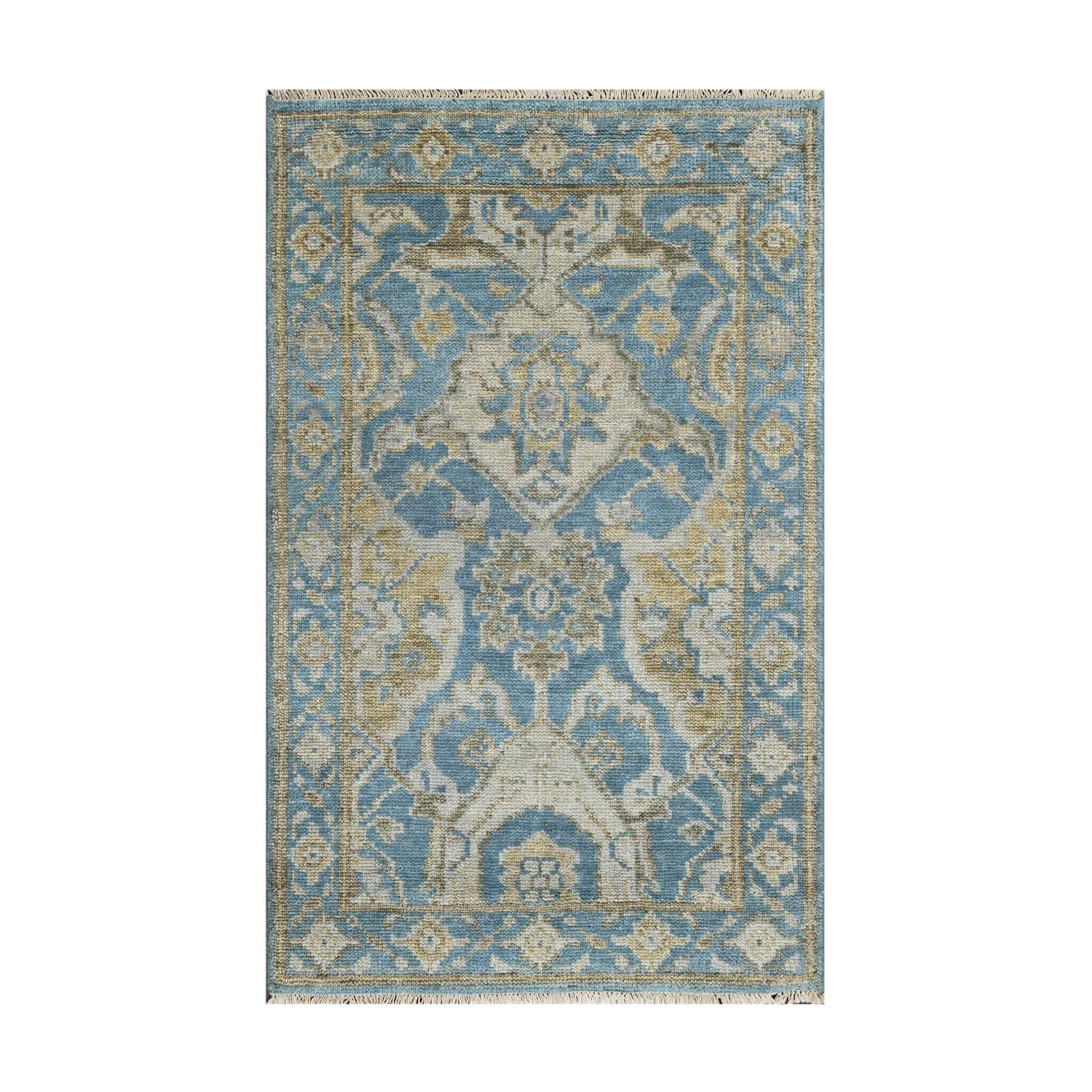 Tappeto tradizionale in lana Oushak con annodamento a mano LoomBloom Aqua multitaglia zona orientale - Foto 13 di 31