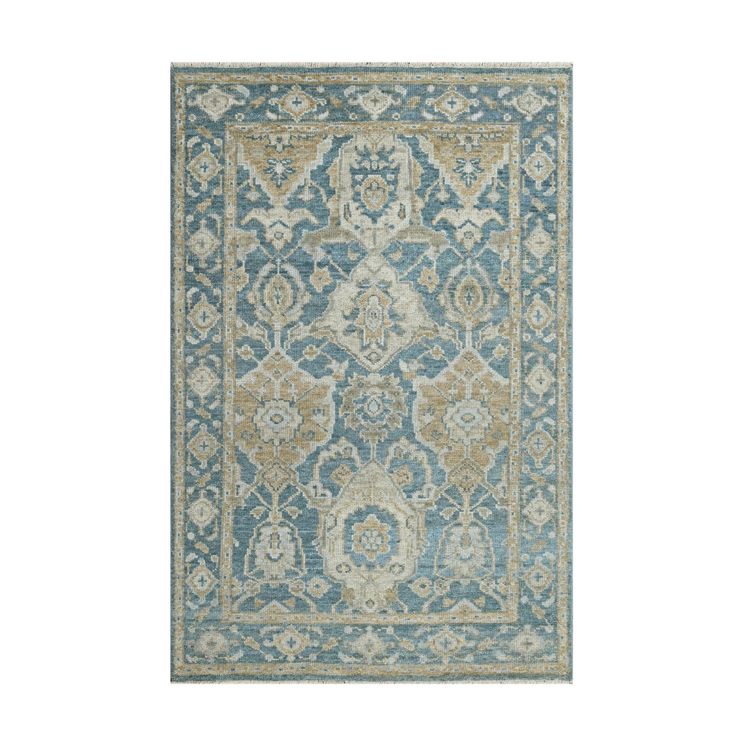 Tappeto tradizionale in lana Oushak con annodamento a mano LoomBloom Aqua multitaglia zona orientale - Foto 23 di 31