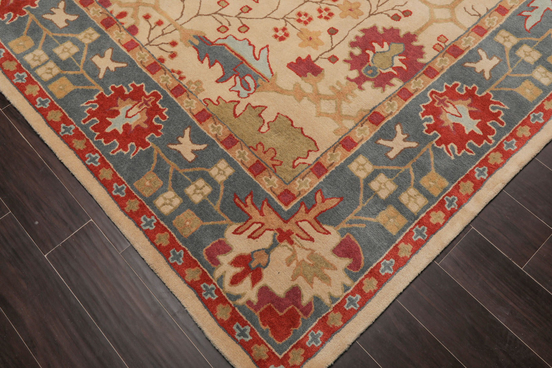 Multi Size Beige Hand Tufted Traditional Arts & Crafts Wool Area Rug - Picture 16 of 30