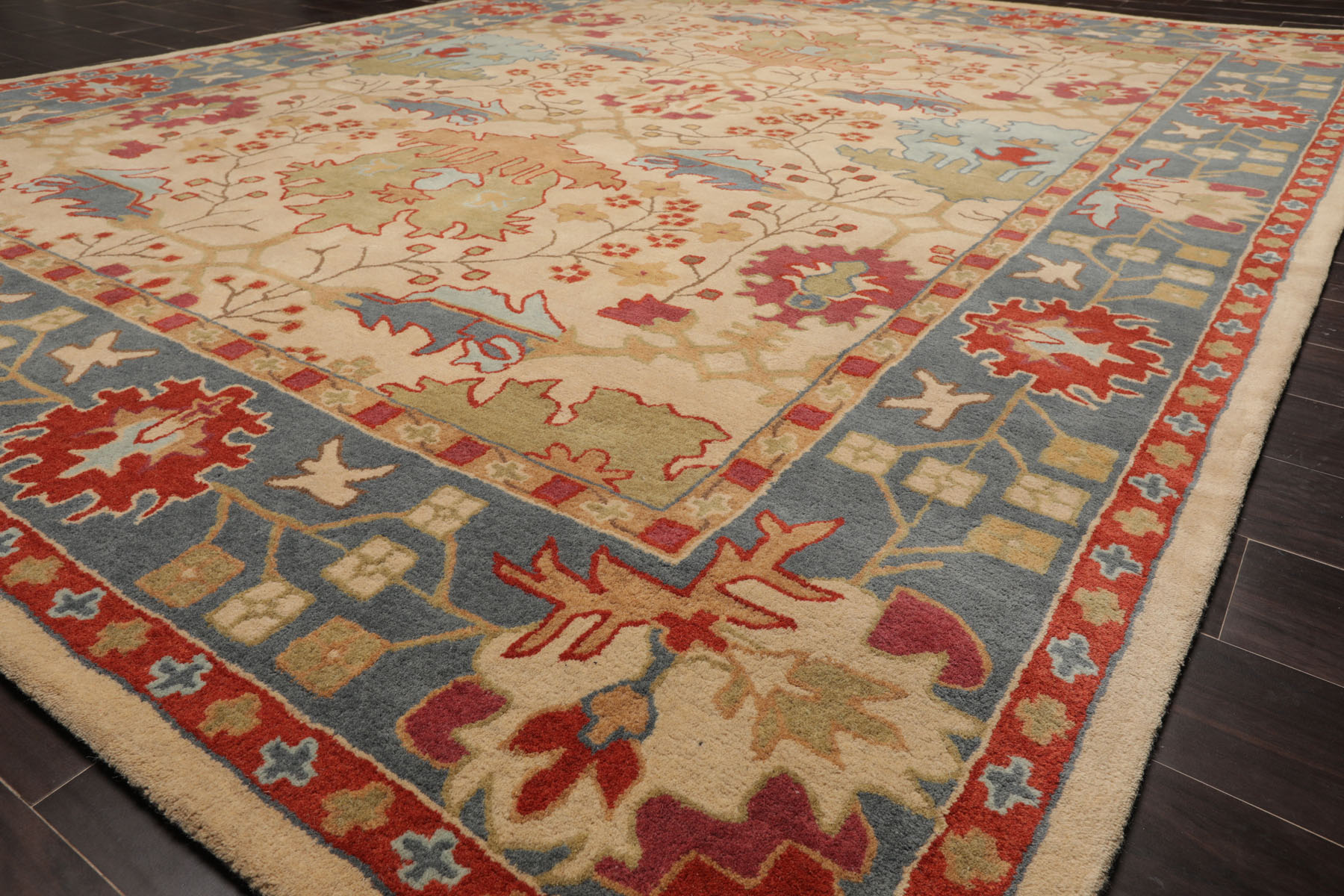 Multi Size Beige Hand Tufted Traditional Arts & Crafts Wool Area Rug - Picture 14 of 30