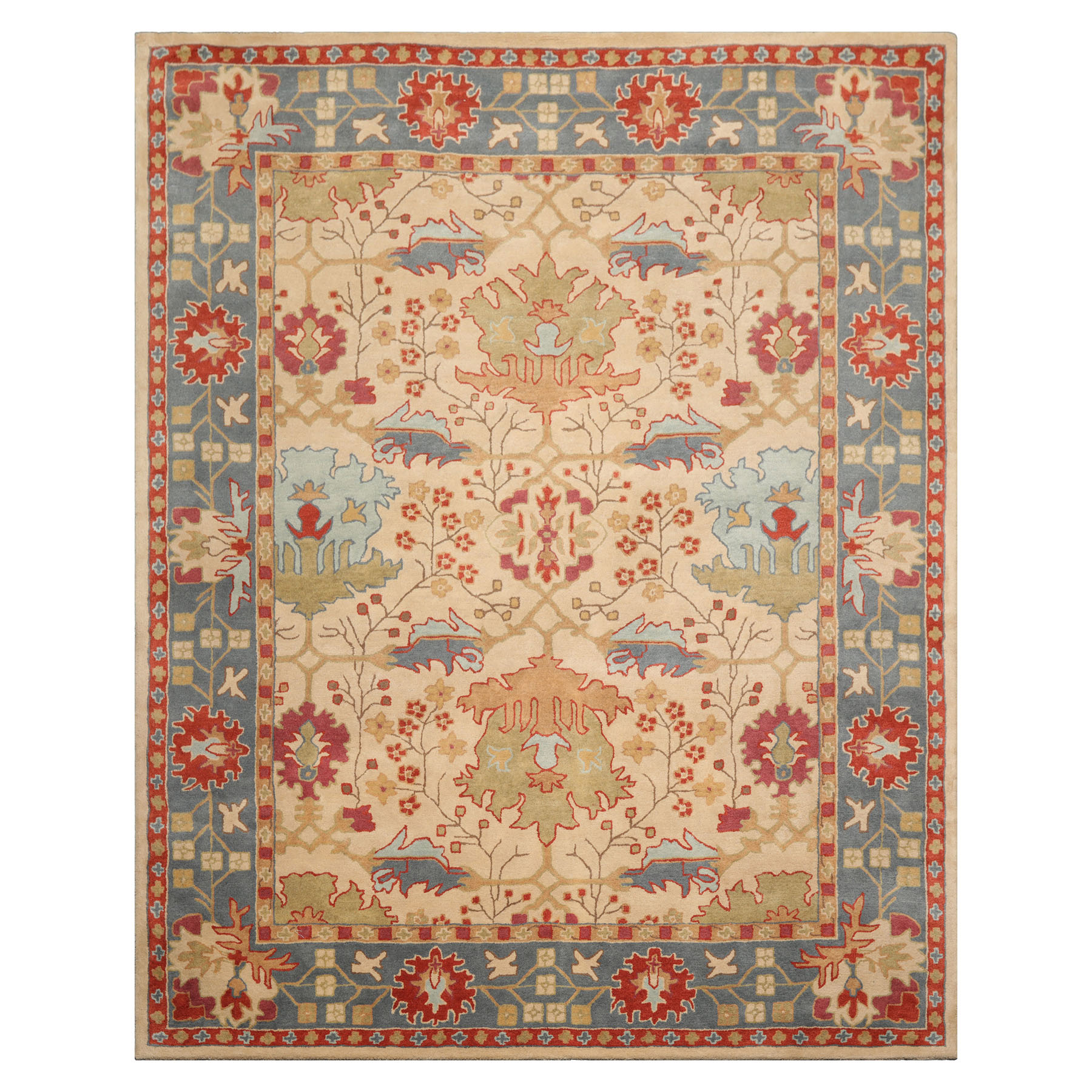 Multi Size Beige Hand Tufted Traditional Arts & Crafts Wool Area Rug - Picture 12 of 30