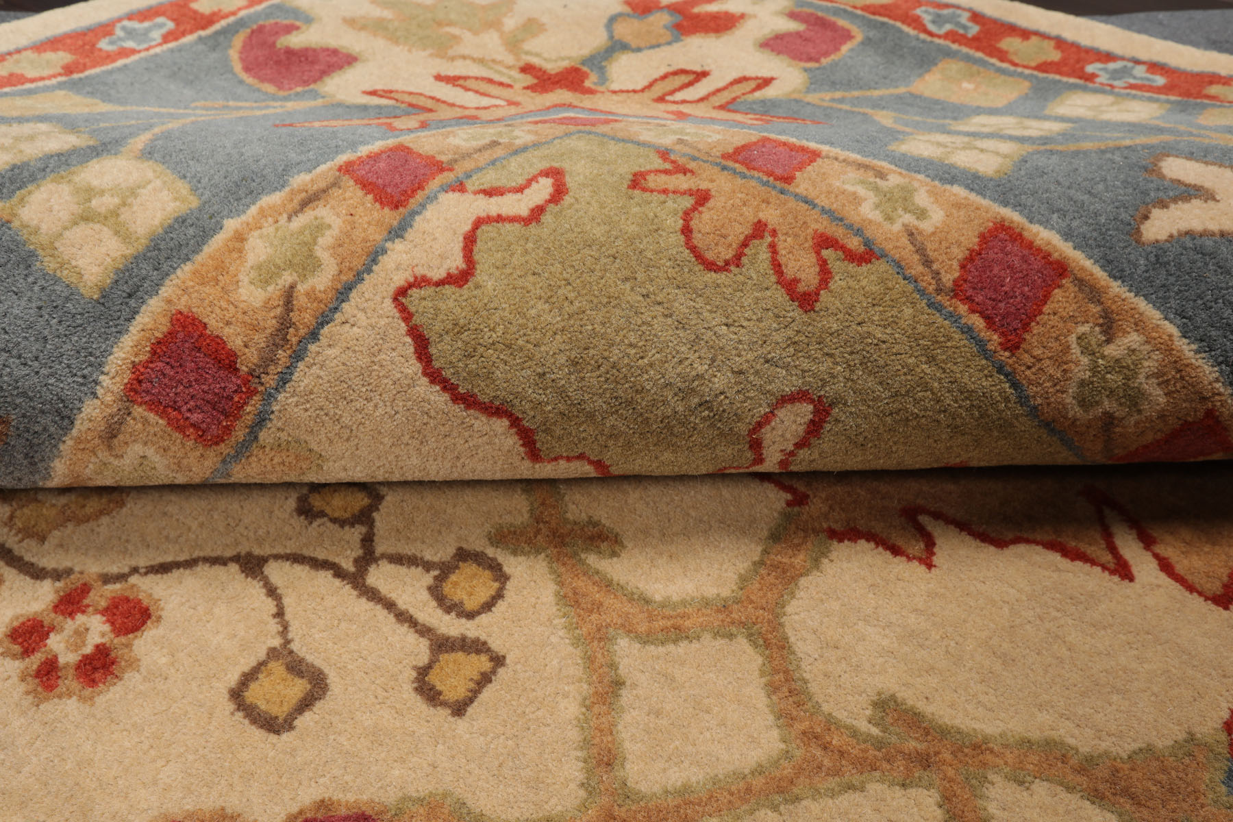 Multi Size Beige Hand Tufted Traditional Arts & Crafts Wool Area Rug - Picture 25 of 30