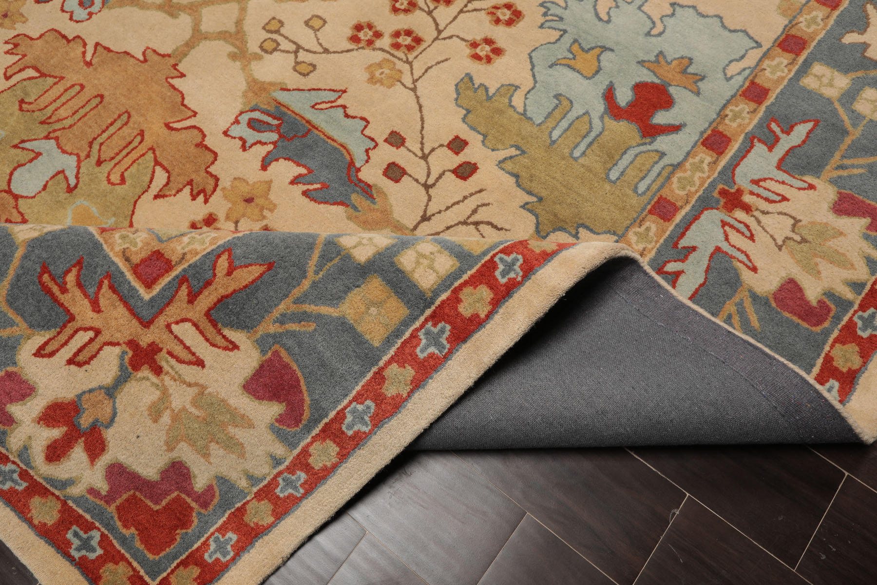 Multi Size Beige Hand Tufted Traditional Arts & Crafts Wool Area Rug - Picture 23 of 30