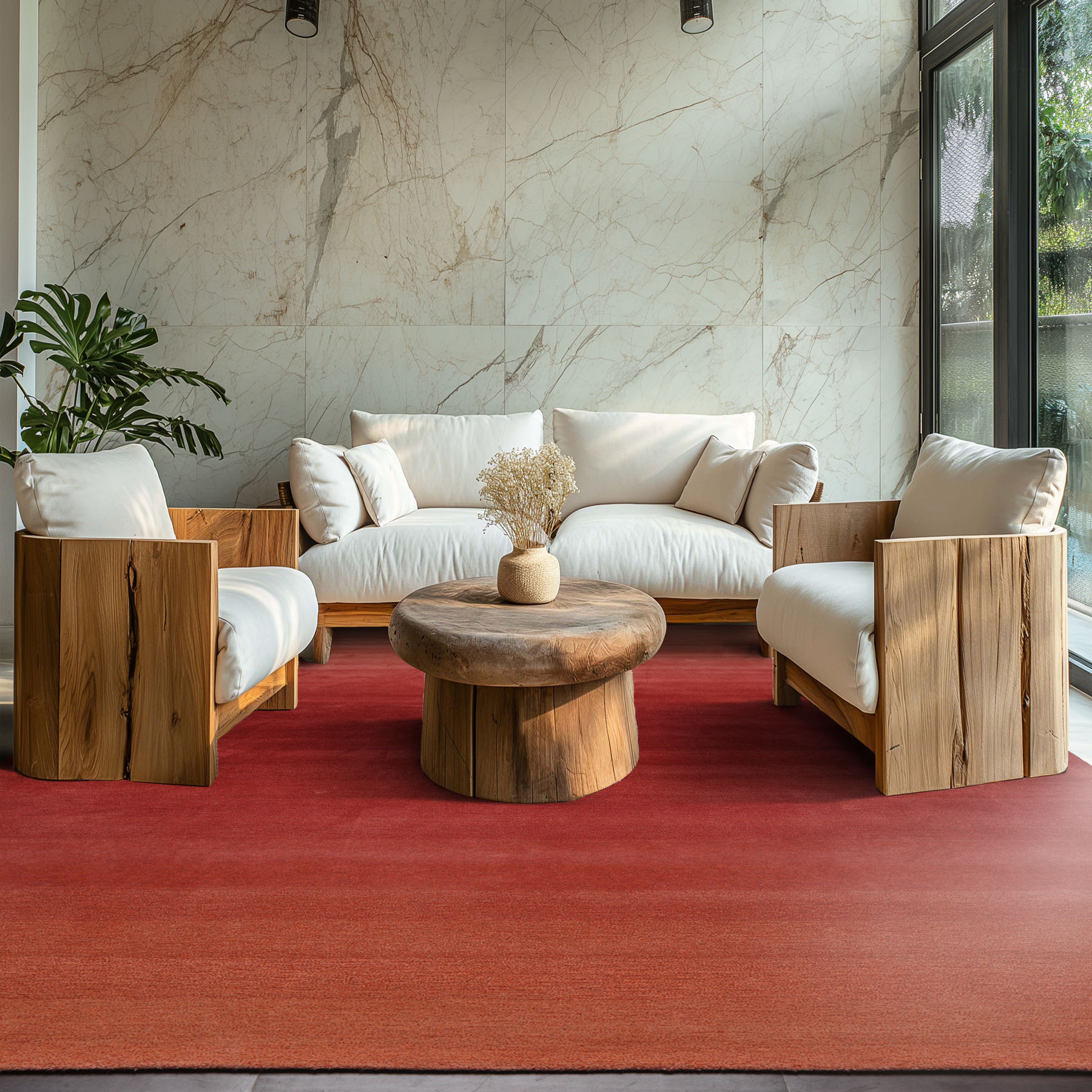 Alfombra acolchada a mano de lana contemporánea frambuesa ombre talla múltiple - Imagen 27 de 36