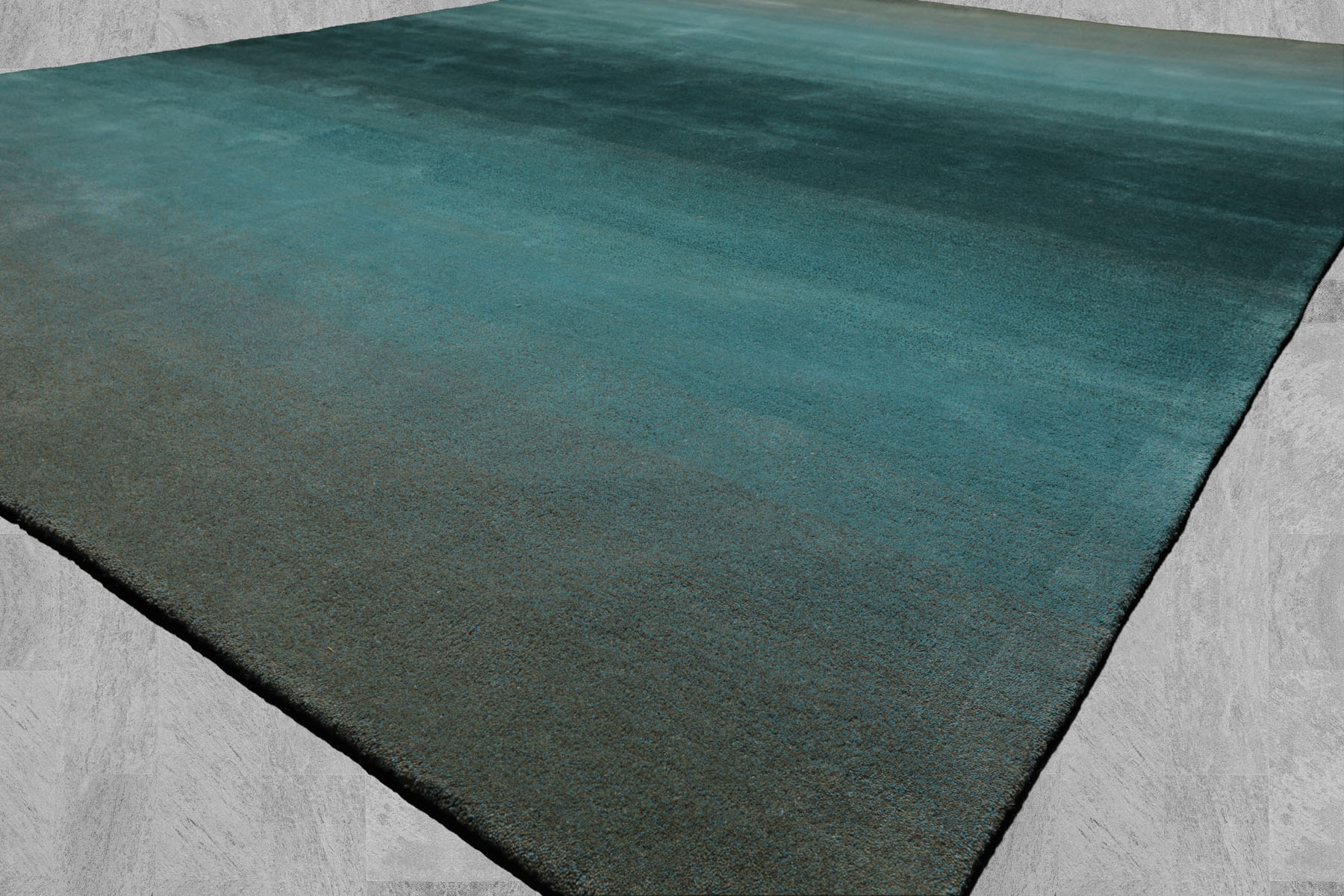 Multi Size Ombre Teal Wool Hand Tufted Contemporary Area Rug - Picture 19 of 36
