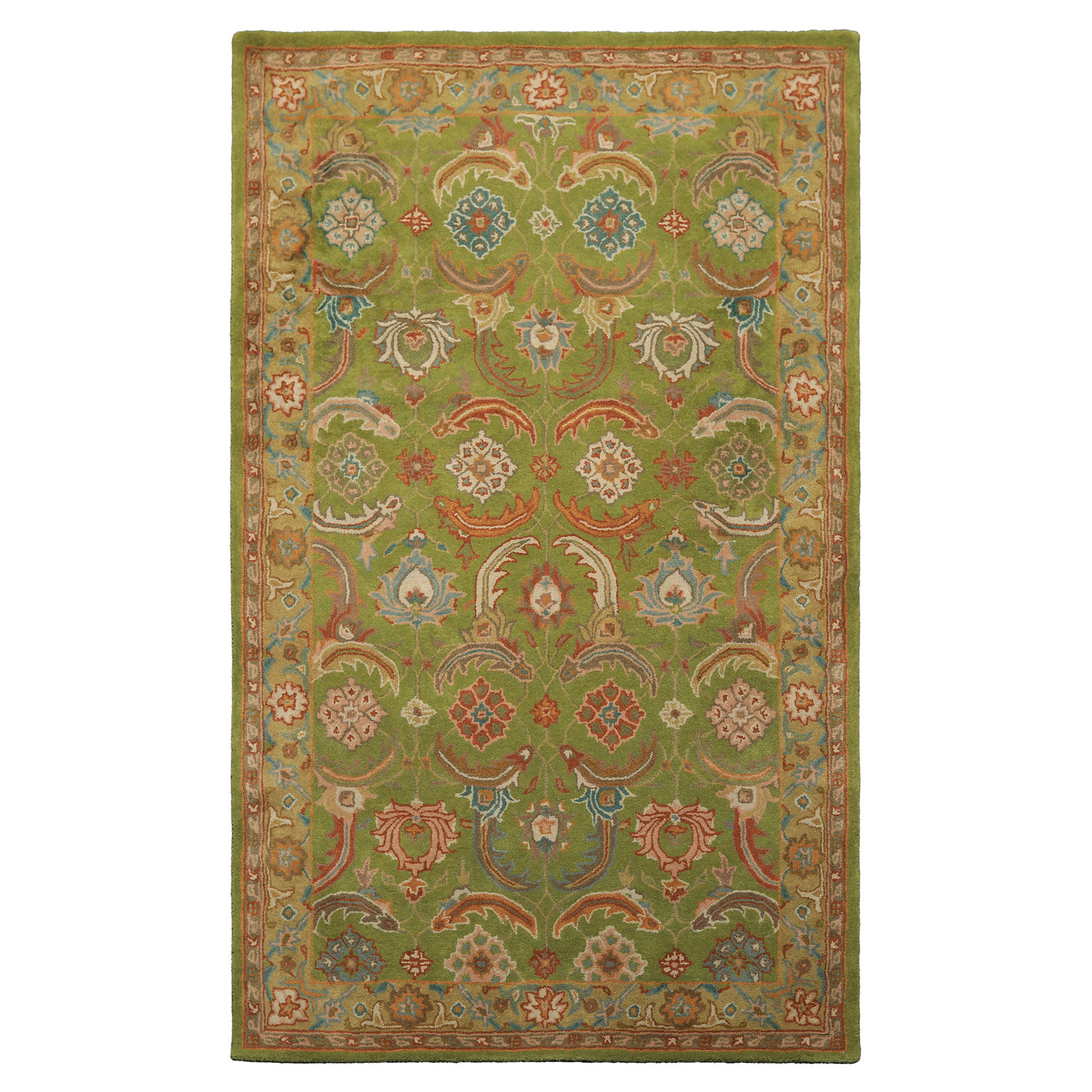 Multi Size Hand Tufted Wool Lime William Morris Arts & Crafts Plush Pile Rug