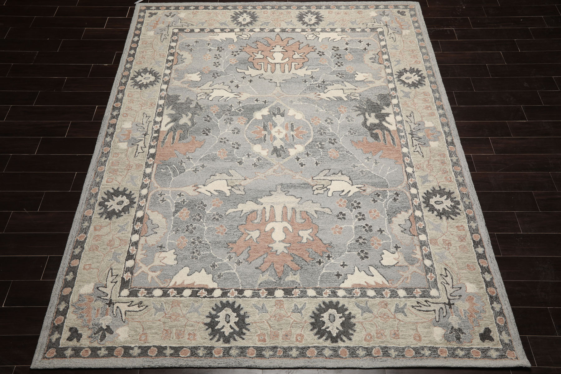 Multi Size Gray Hand Hooked Handmade Transitional Arts & Crafts Wool Area Rug - Picture 30 of 50