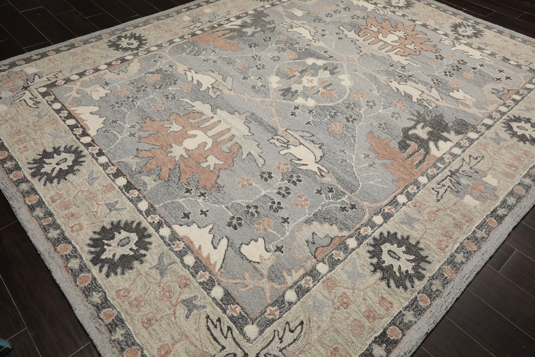 Multi Size Gray Hand Hooked Handmade Transitional Arts & Crafts Wool Area Rug - Picture 25 of 50