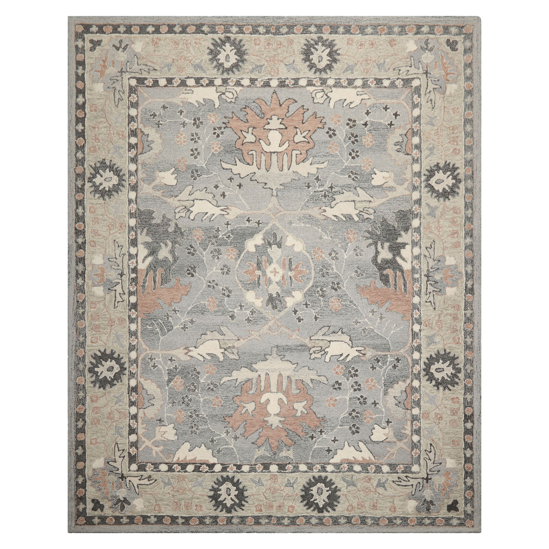 Multi Size Gray Hand Hooked Handmade Transitional Arts & Crafts Wool Area Rug - Picture 32 of 50