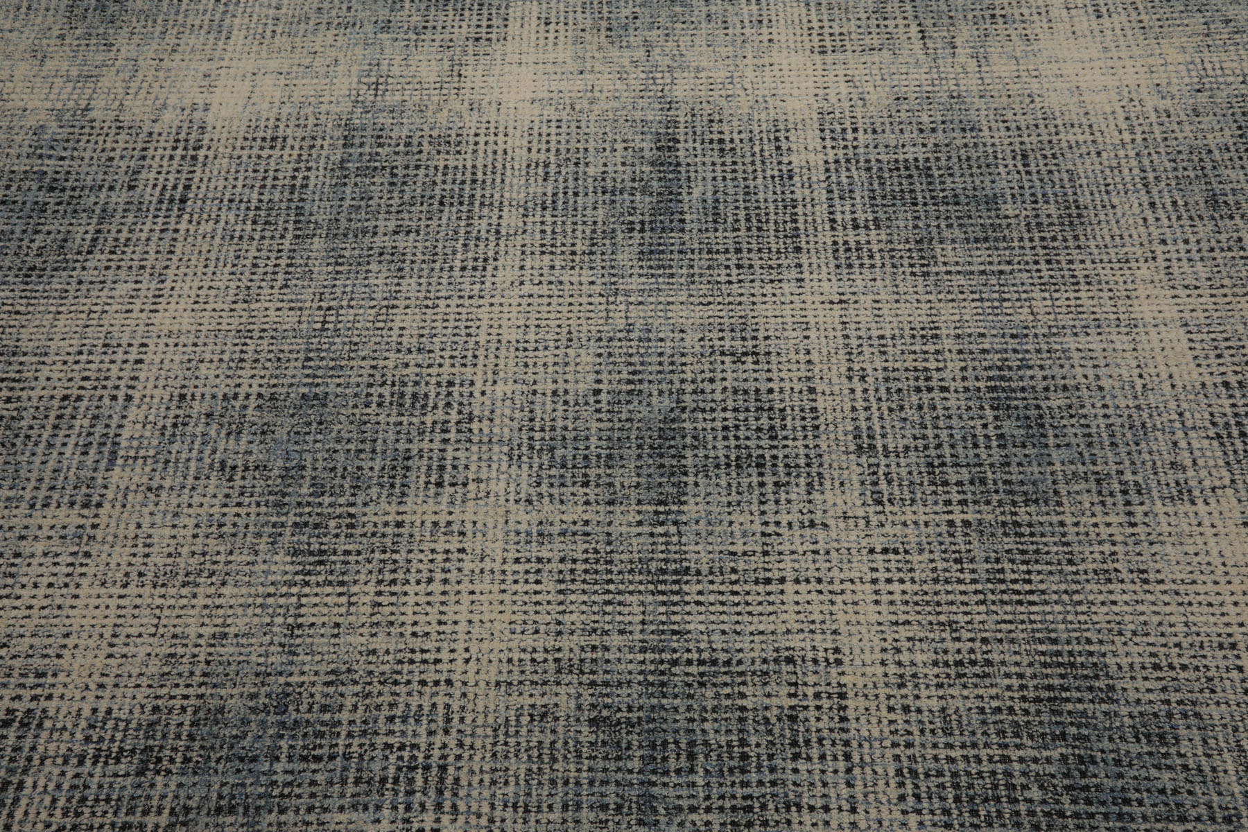 Alfombra contemporánea LoomBloom multi tamaño a cuadros 100 % lana enganchada a mano marfil aguamarina - Imagen 28 de 30
